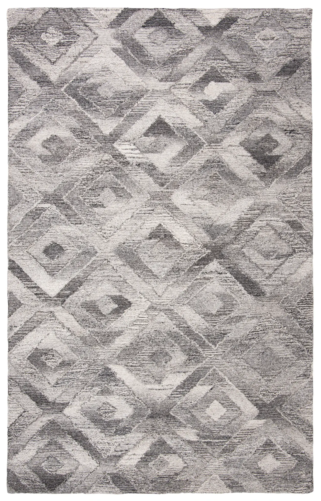 Abstract Distressed Diamond Hand-Tufted Wool & Viscose Rug