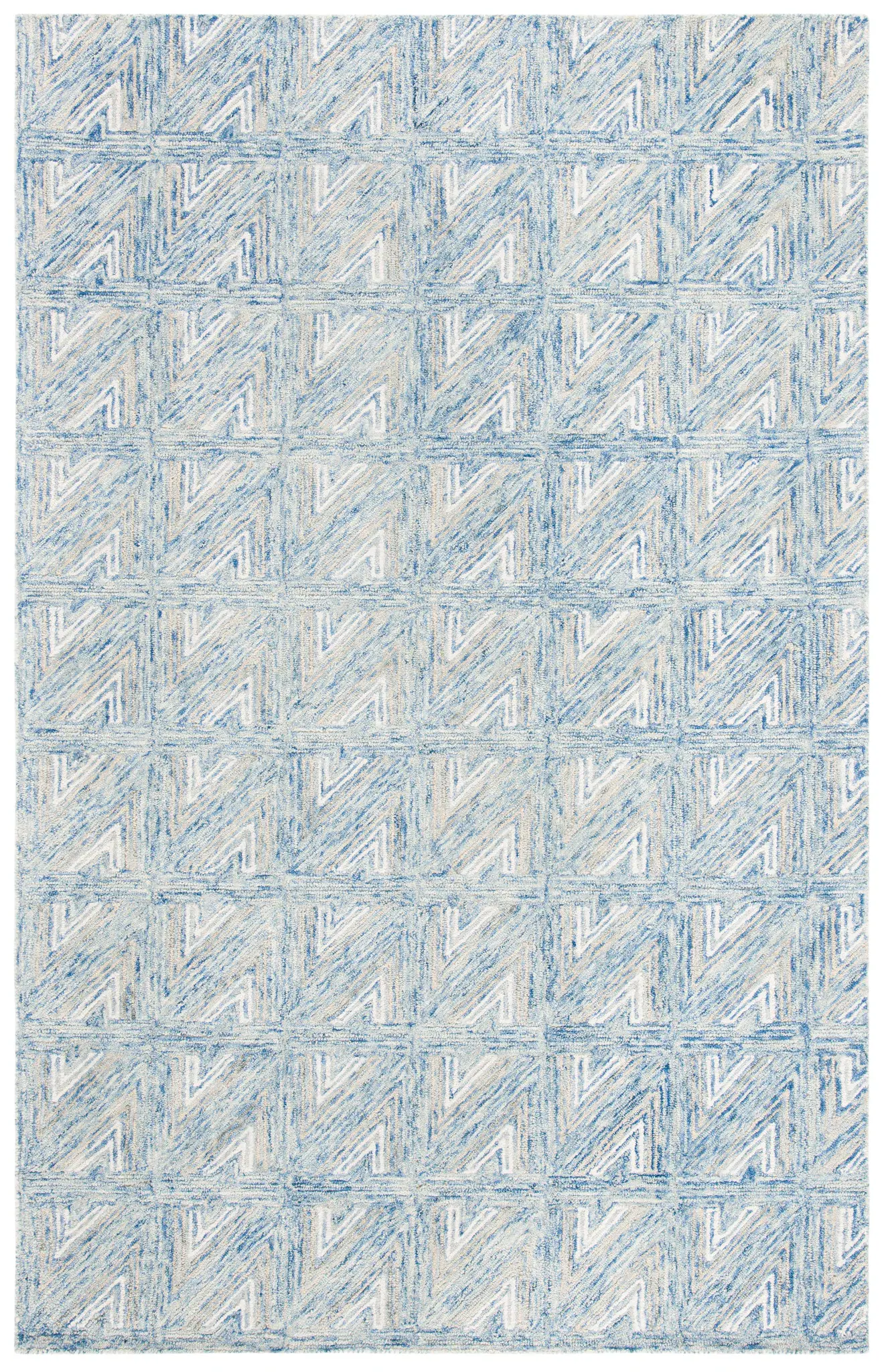 Abstract Chevron Grid Hand-Tufted Wool Rug