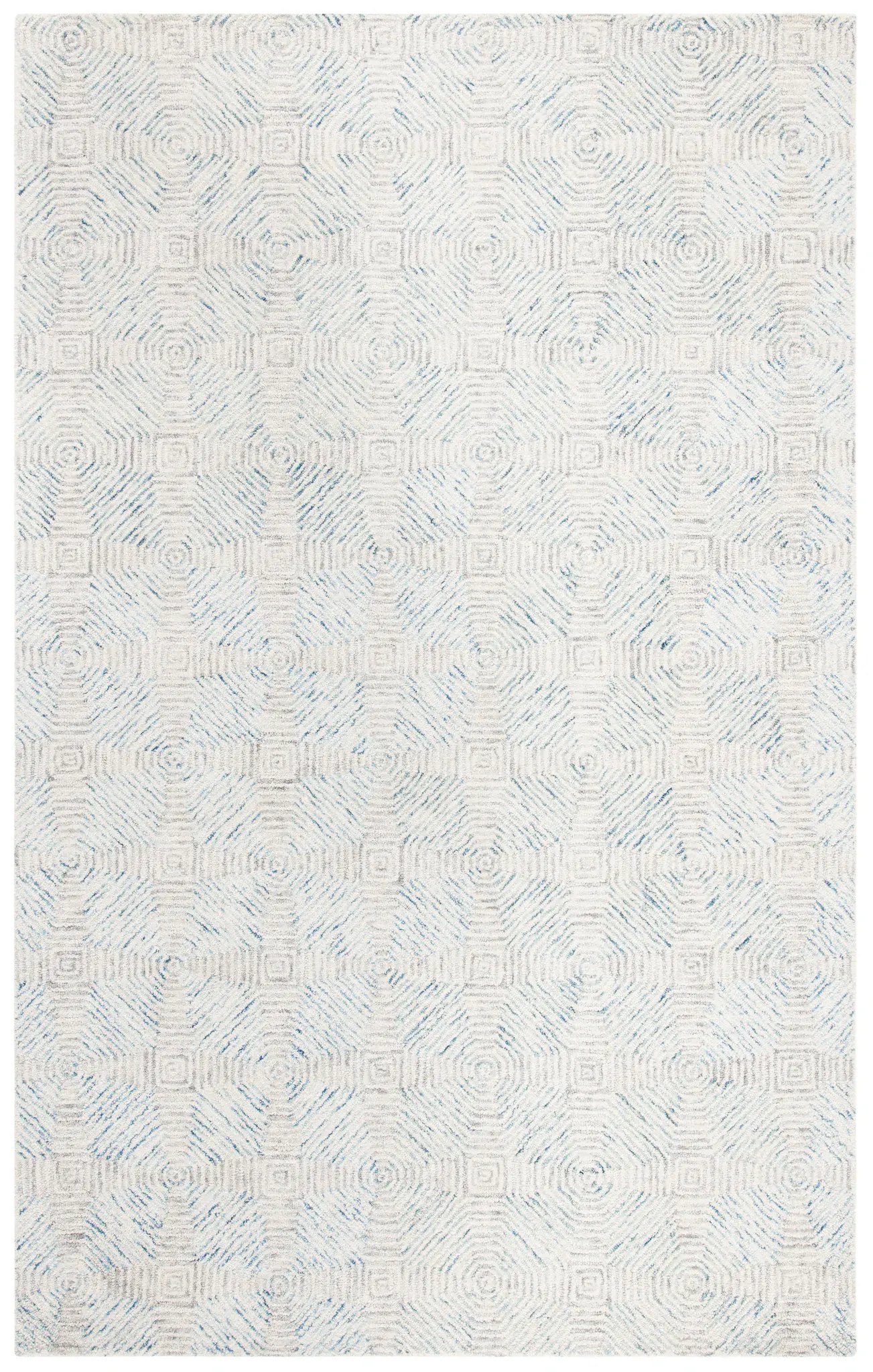 Abstract Geometric Medallion Tile Hand-Tufted Wool Rug