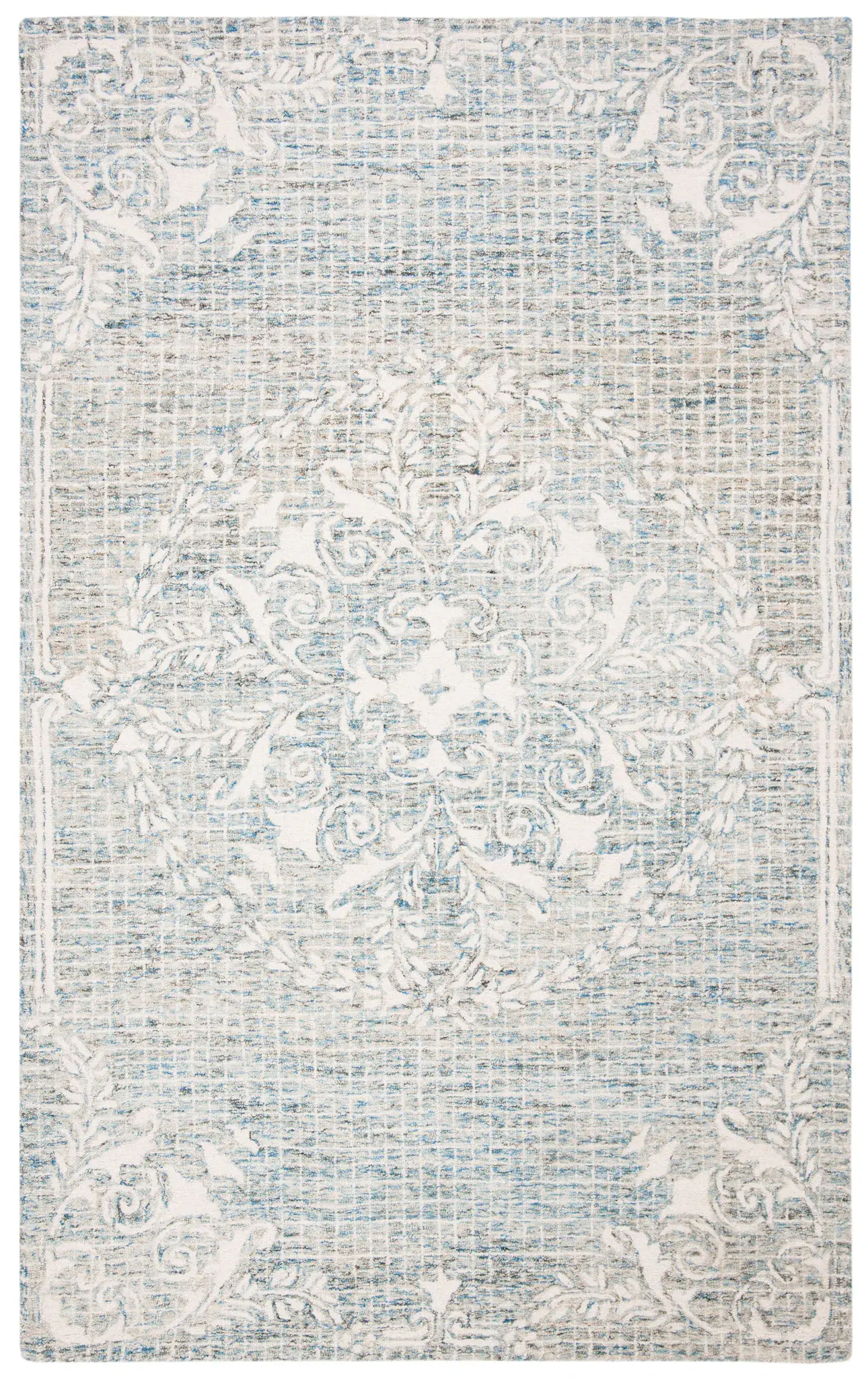 Abstract Distressed Medallion Hand-Tufted Wool Rug