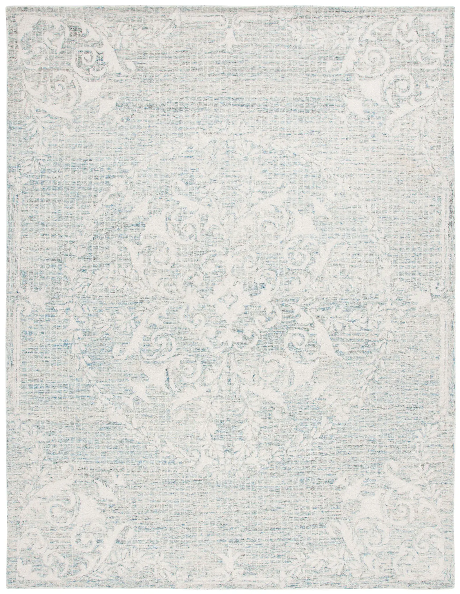 Abstract Distressed Medallion Hand-Tufted Wool Rug