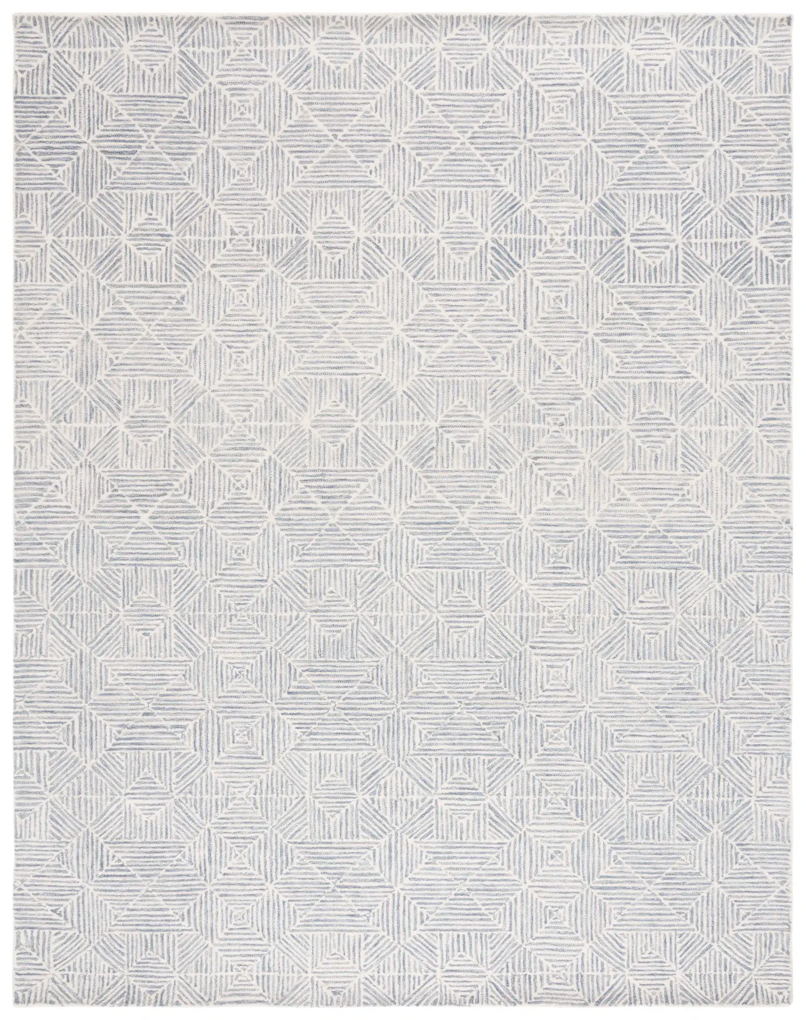 Abstract Modern Linear Diamond Hand-Tufted Wool Rug