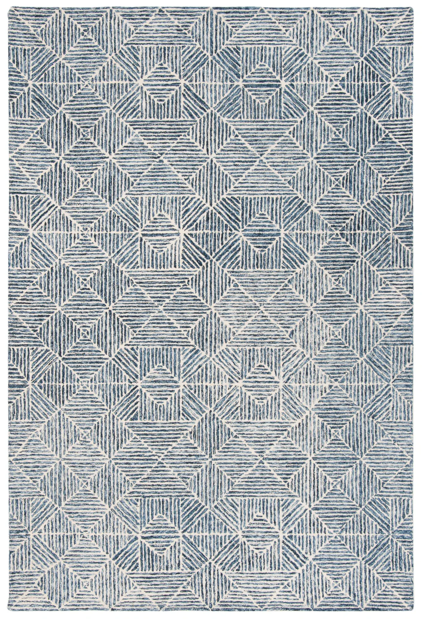 Abstract Modern Linear Diamond Hand-Tufted Wool Rug