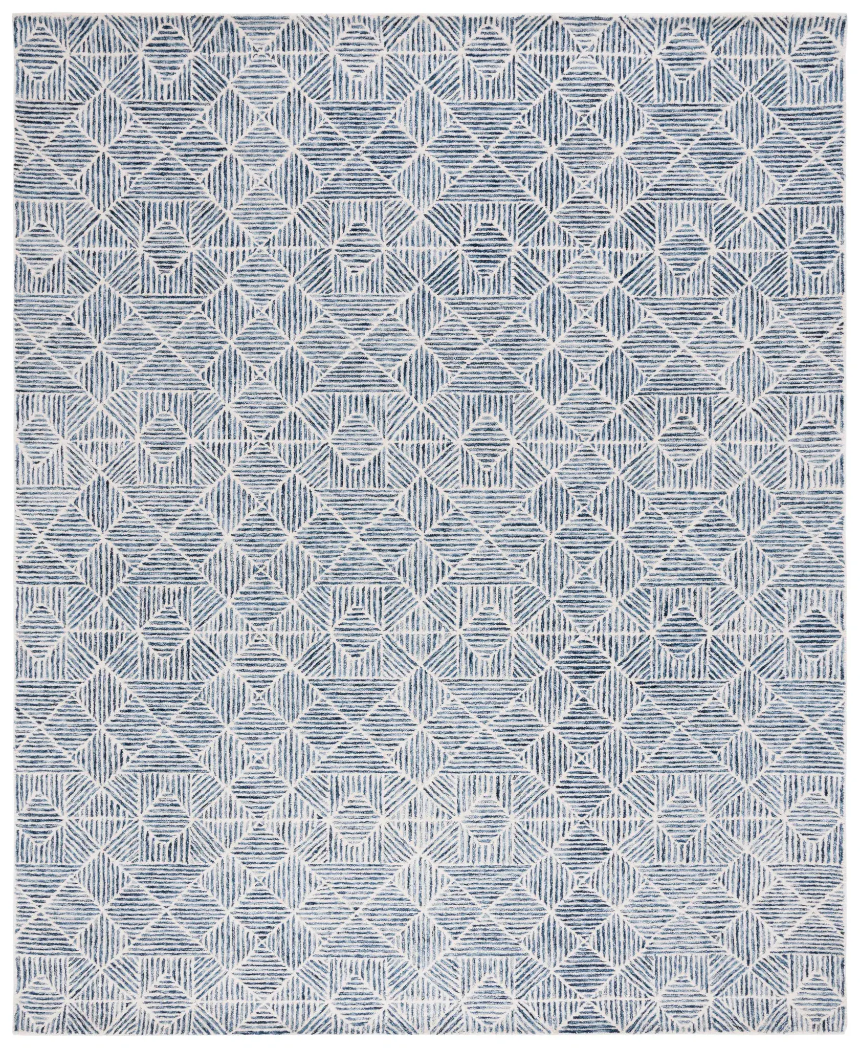 Abstract Modern Linear Diamond Hand-Tufted Wool Rug