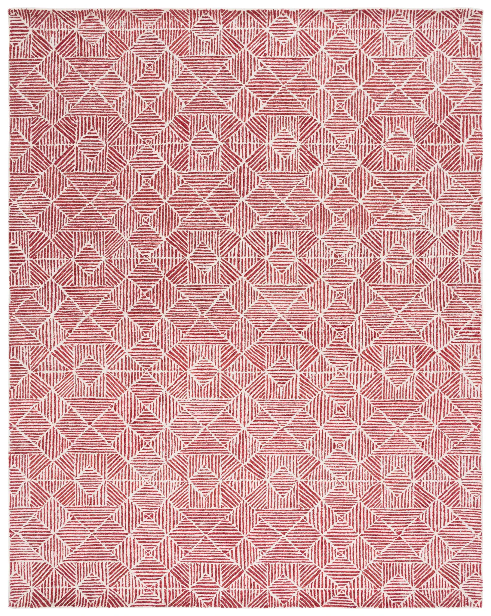Abstract Modern Linear Diamond Hand-Tufted Wool Rug