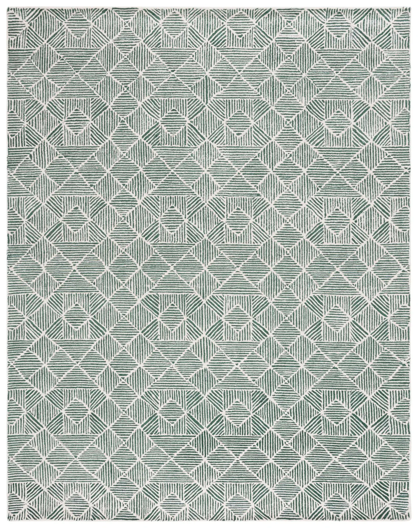 Abstract Modern Linear Diamond Hand-Tufted Wool Rug