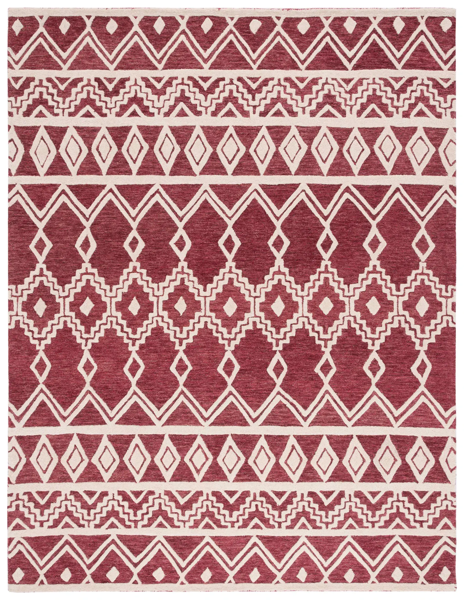 Abstract Southwestern Banded Hand-Tufted Wool Rug