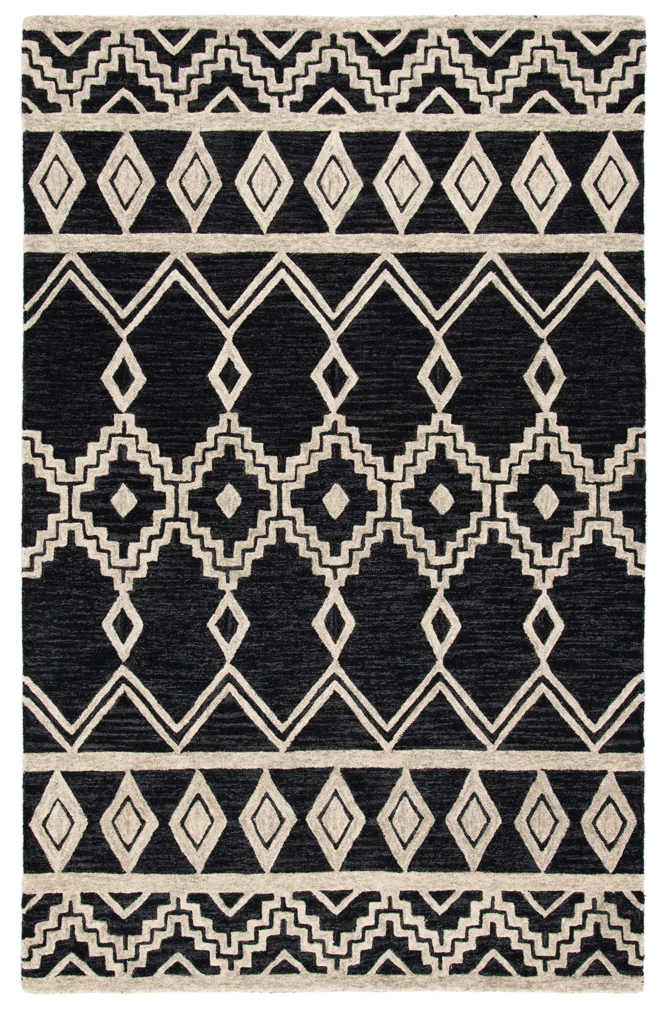 Abstract Southwestern Banded Hand-Tufted Wool Rug