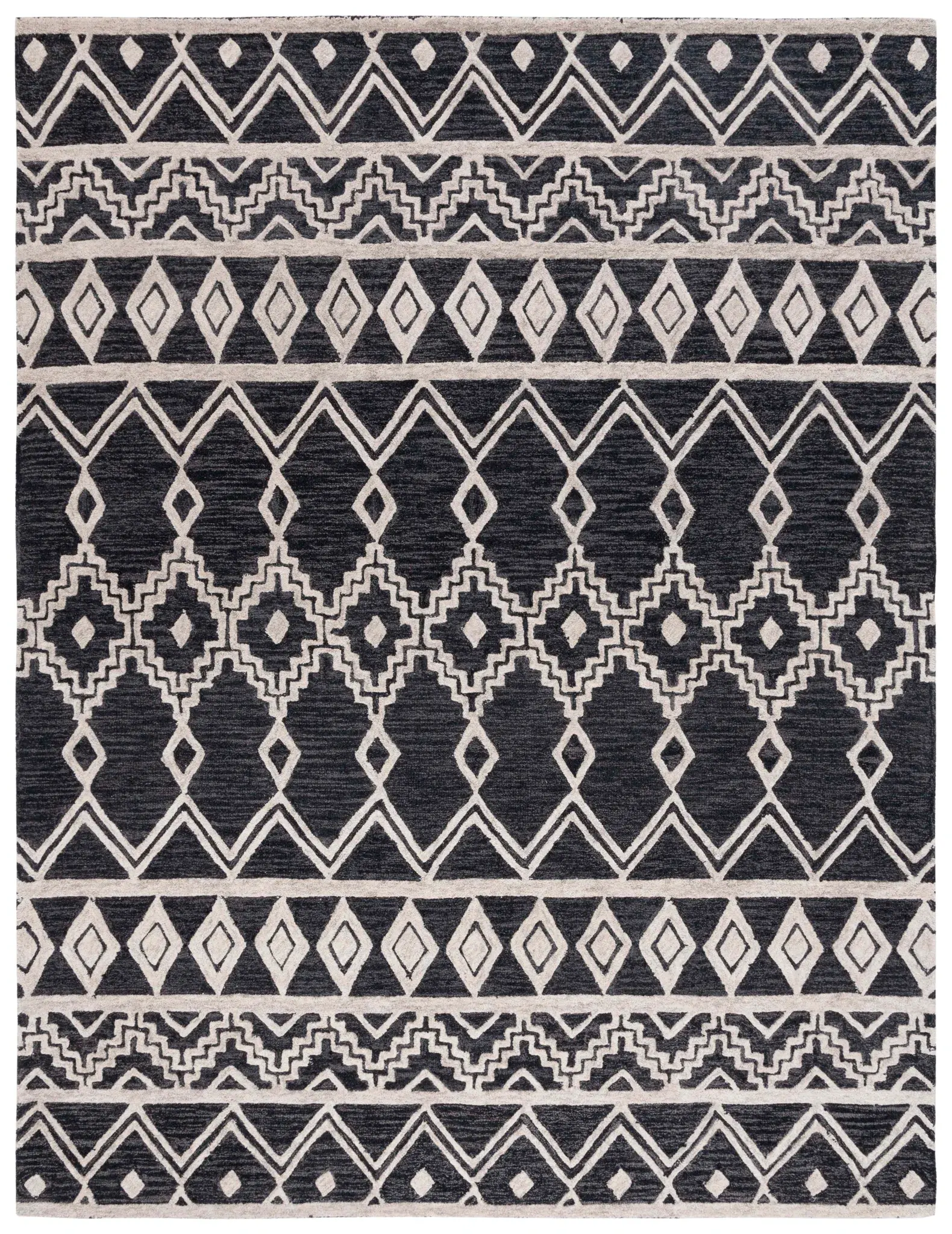 Abstract Southwestern Banded Hand-Tufted Wool Rug