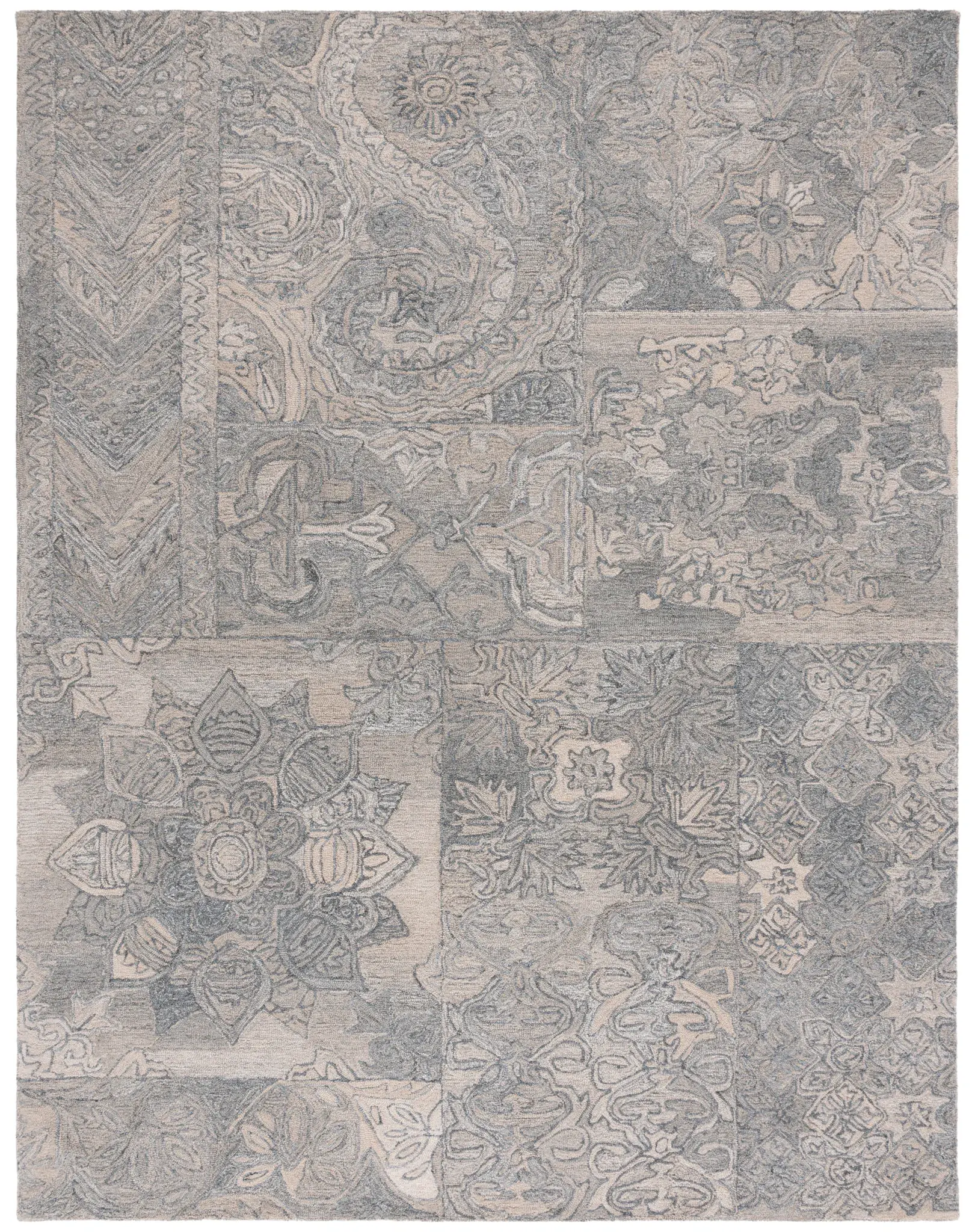 Abstract Transitional Distressed Hand-Tufted Rug