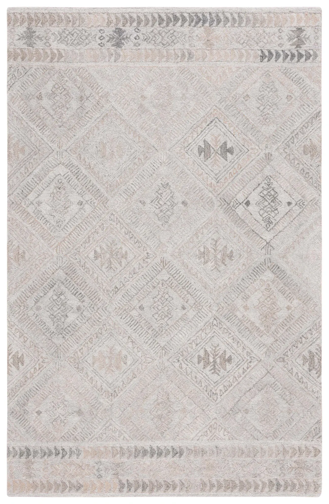 Abstract Bohemian Tribal Diamond Hand-Tufted Rug