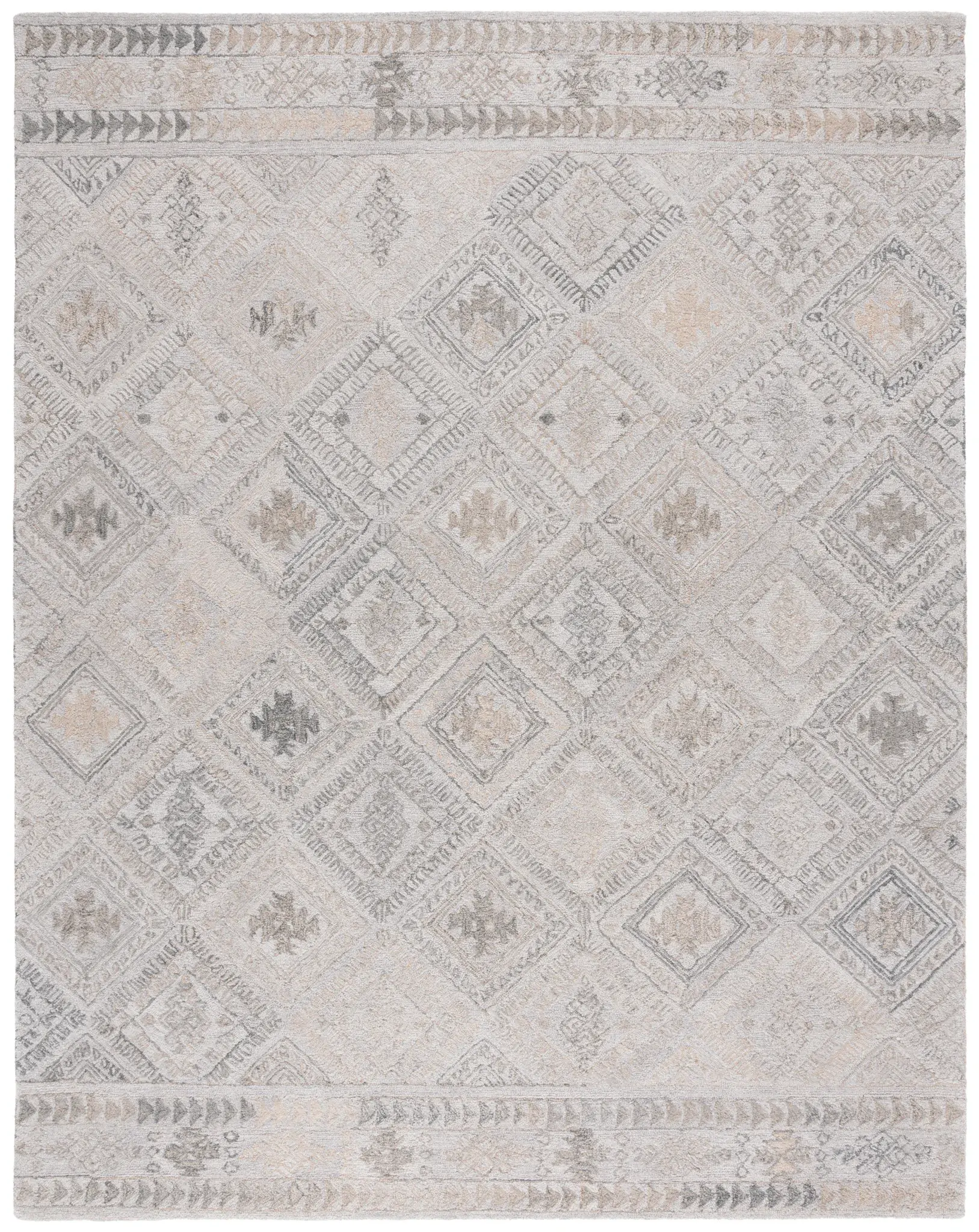 Abstract Bohemian Tribal Diamond Hand-Tufted Rug