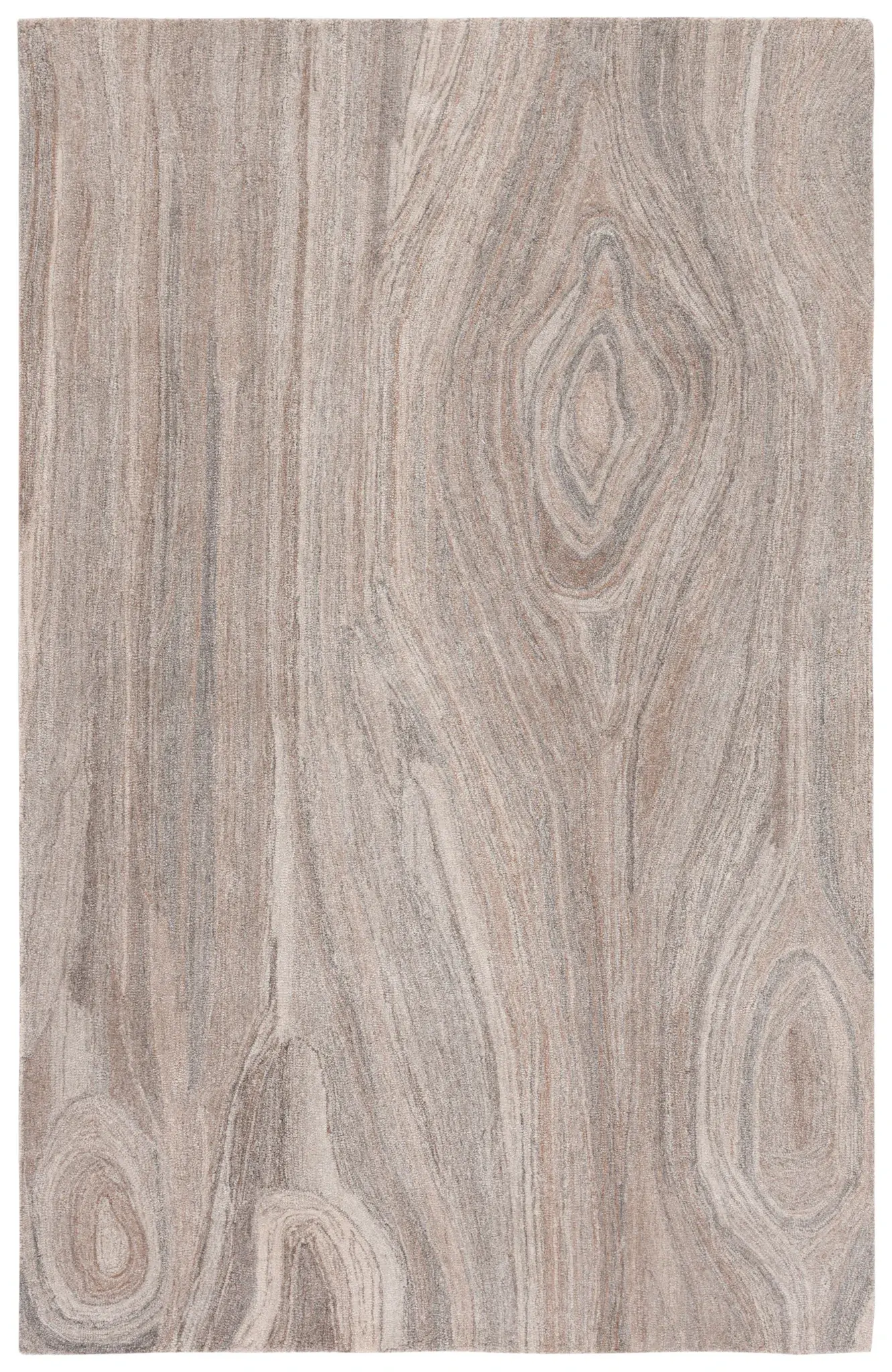 Abstract Rustic Woodgrain Hand-Tufted Wool Rug