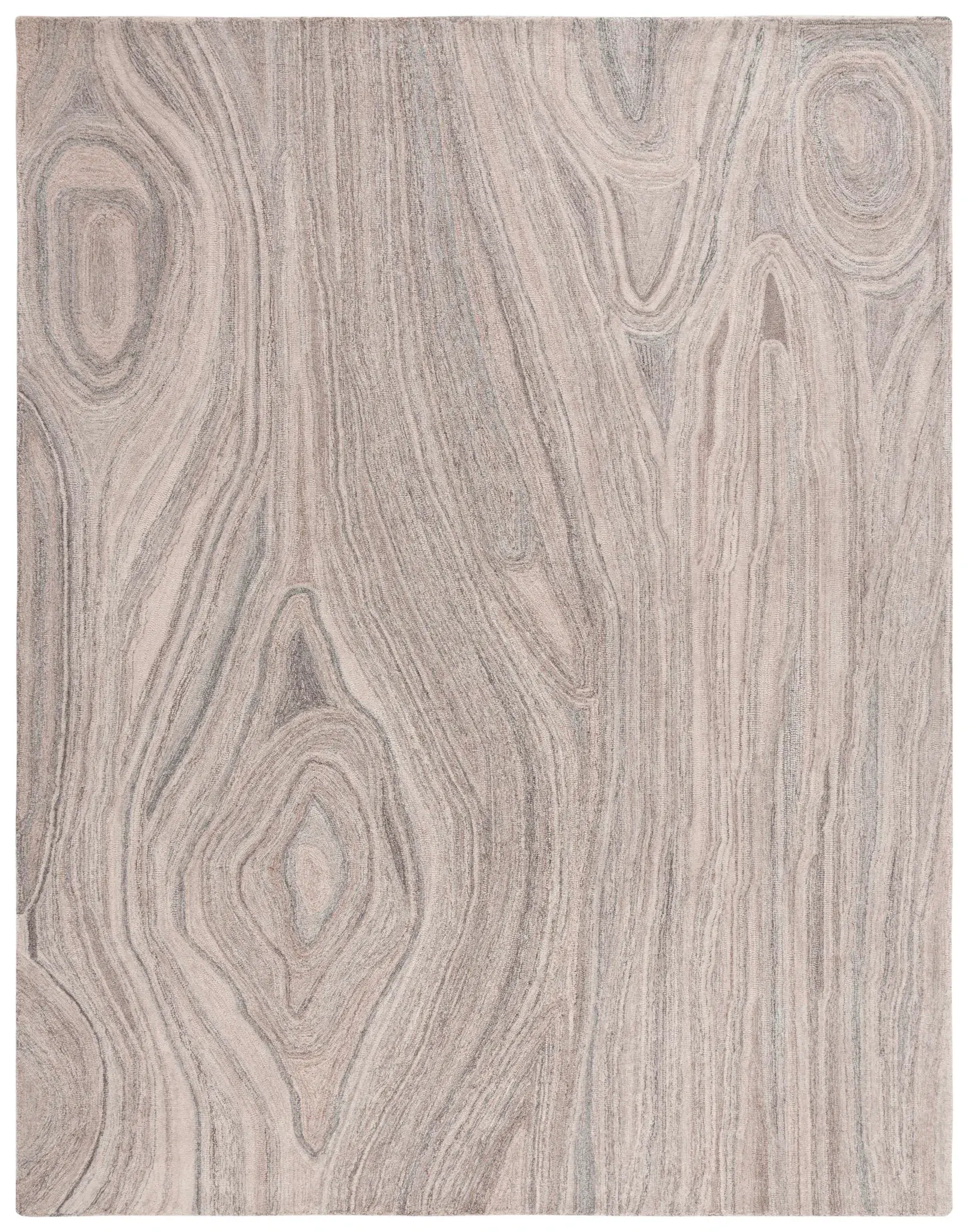 Abstract Rustic Woodgrain Hand-Tufted Wool Rug