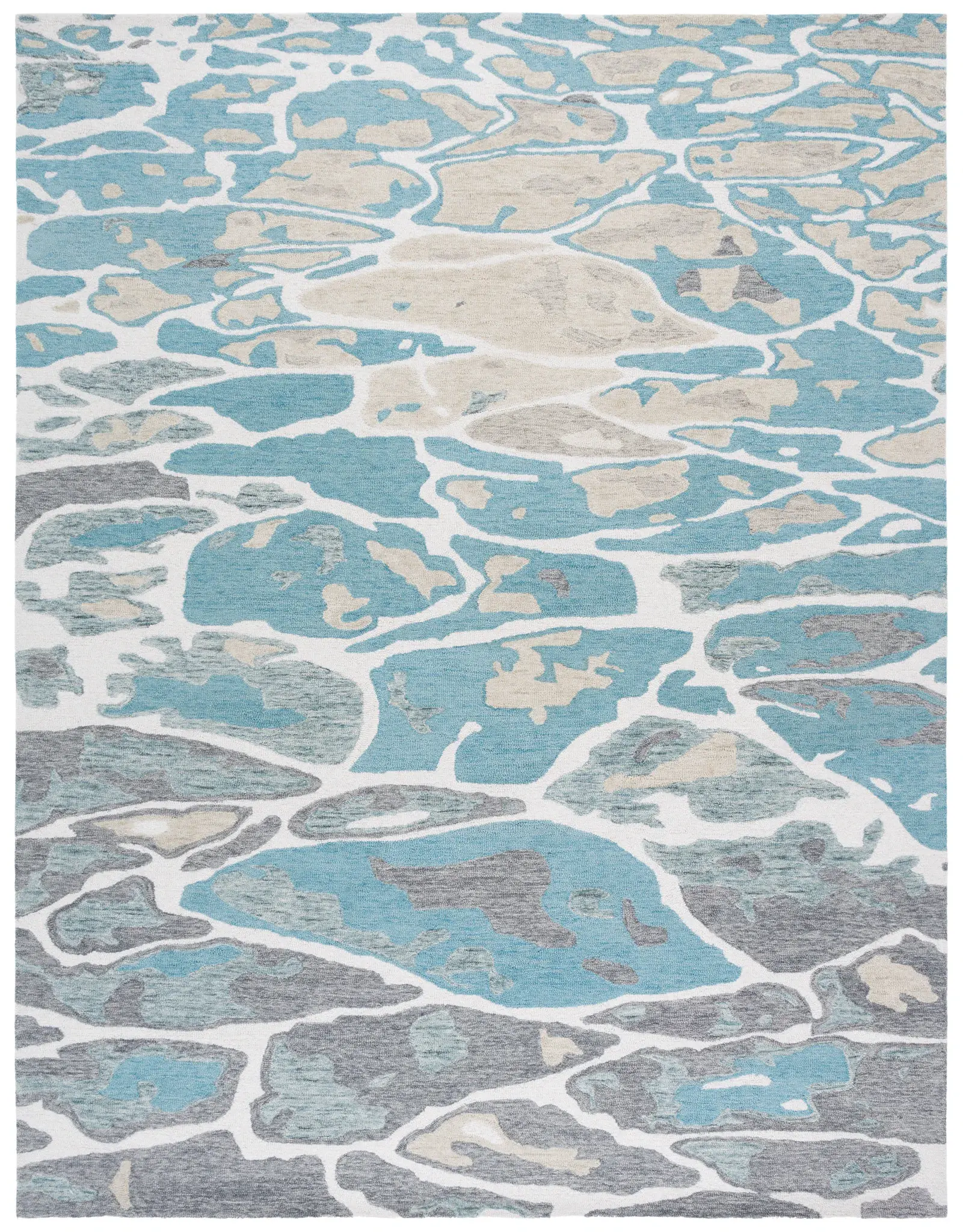 Abstract Coastal Hand-Tufted Wool Rug