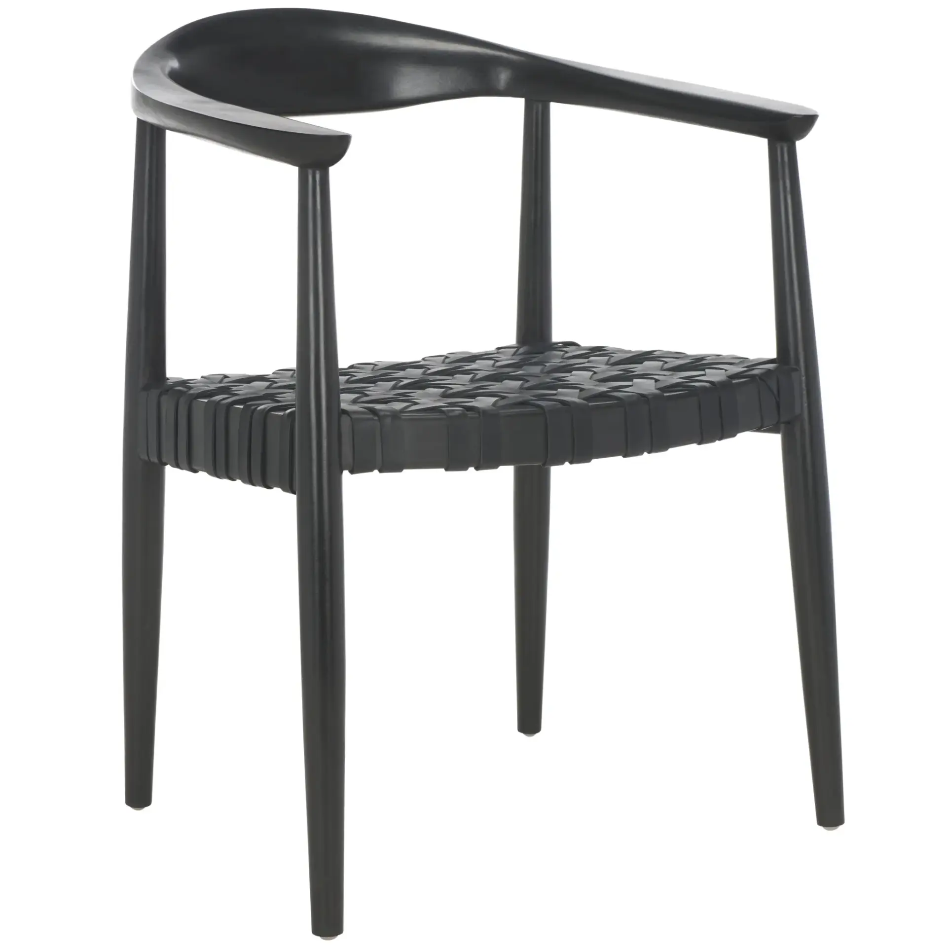 Walda Leather Woven Accent Chair