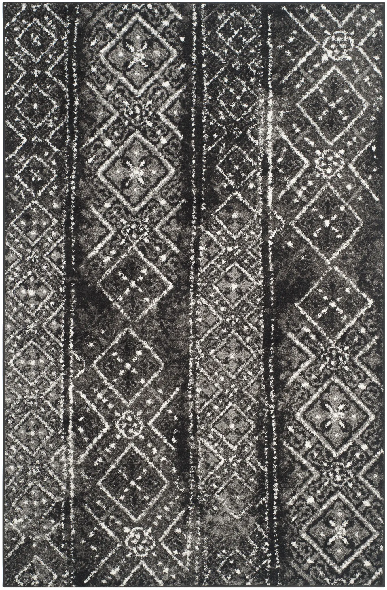 Adirondack Distressed Banded Diamond Rug