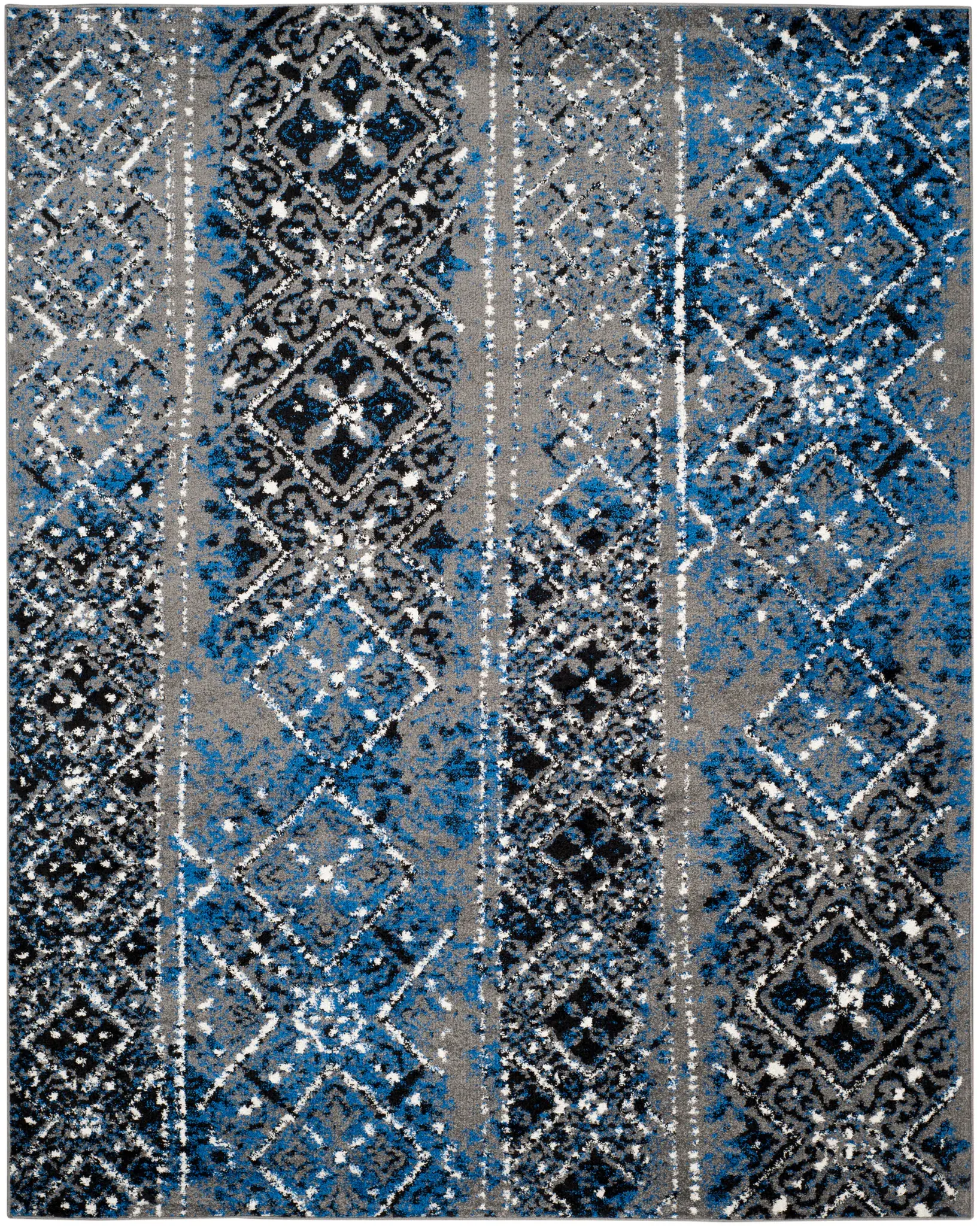 Adirondack Distressed Banded Diamond Rug