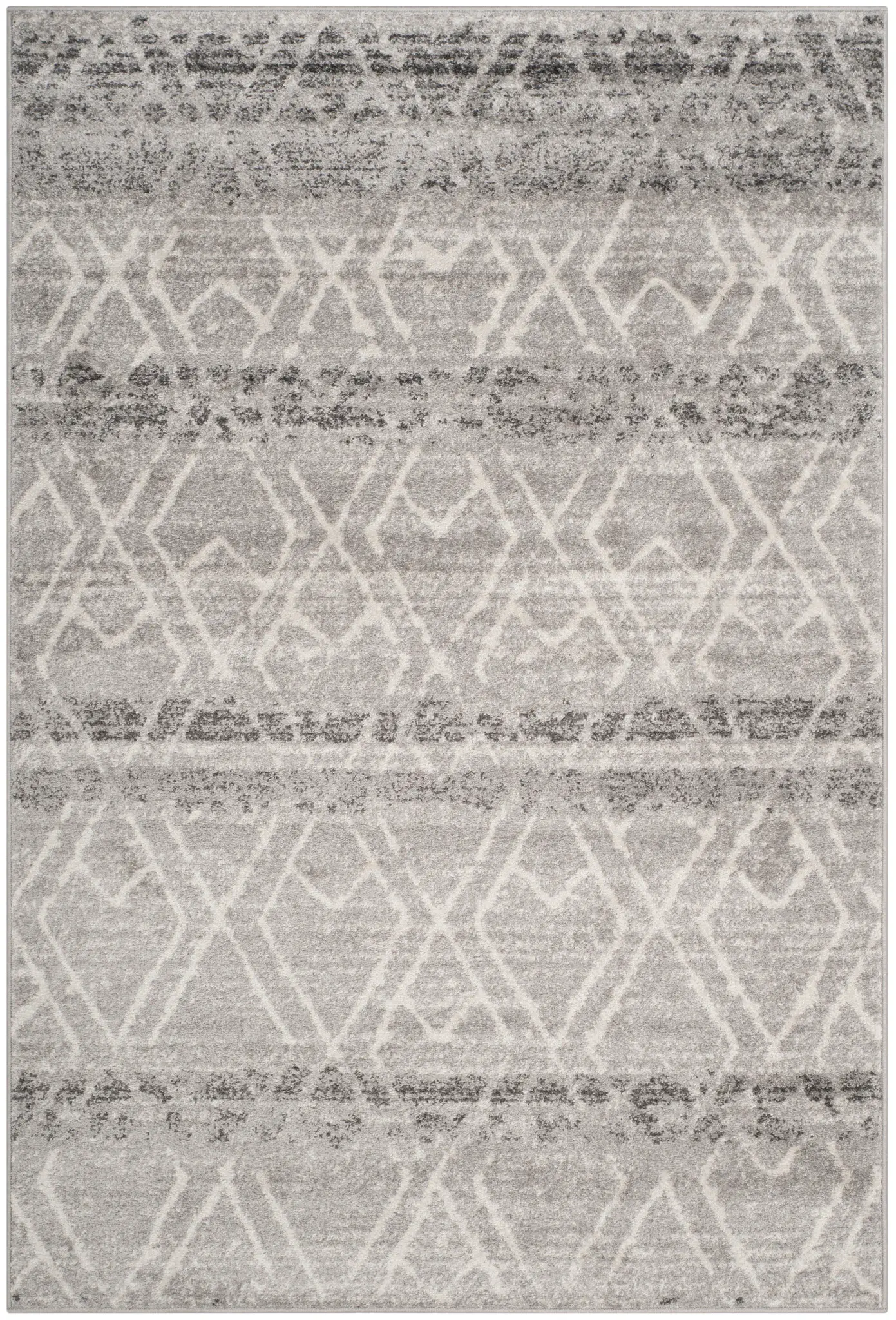 Adirondack Distressed Banded Trellis Rug