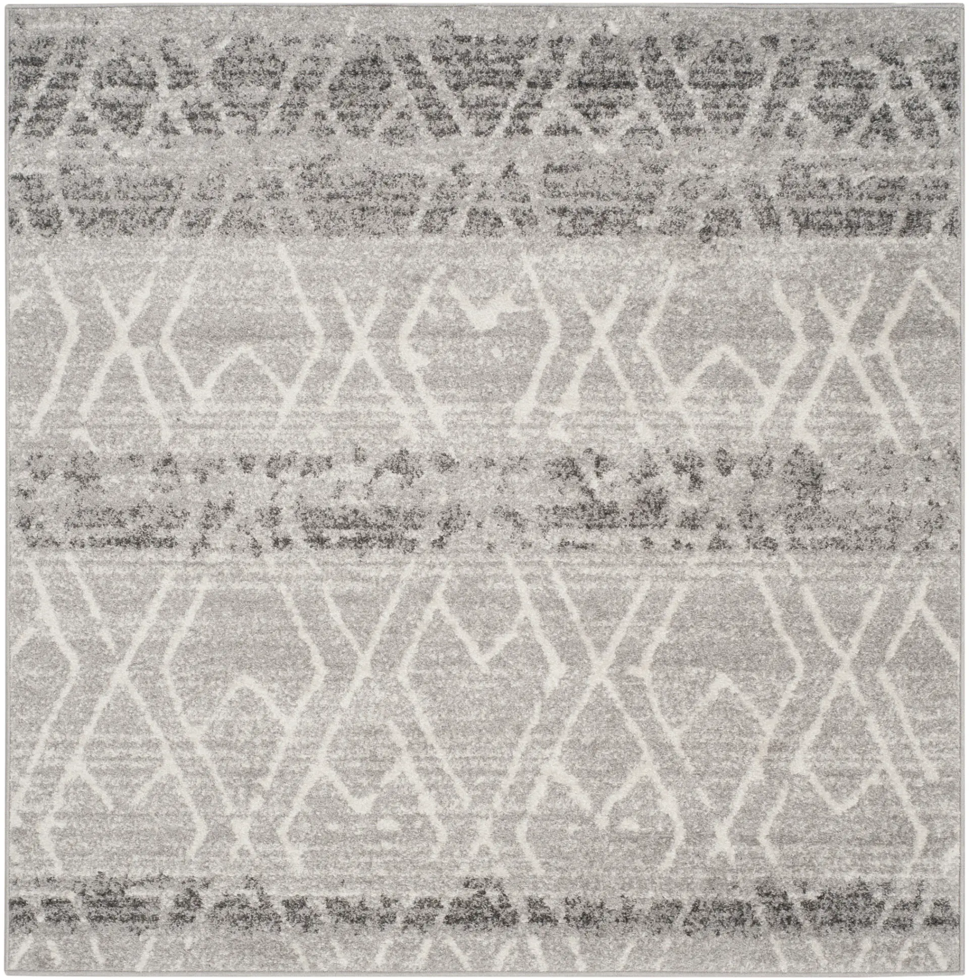 Adirondack Distressed Banded Trellis Rug