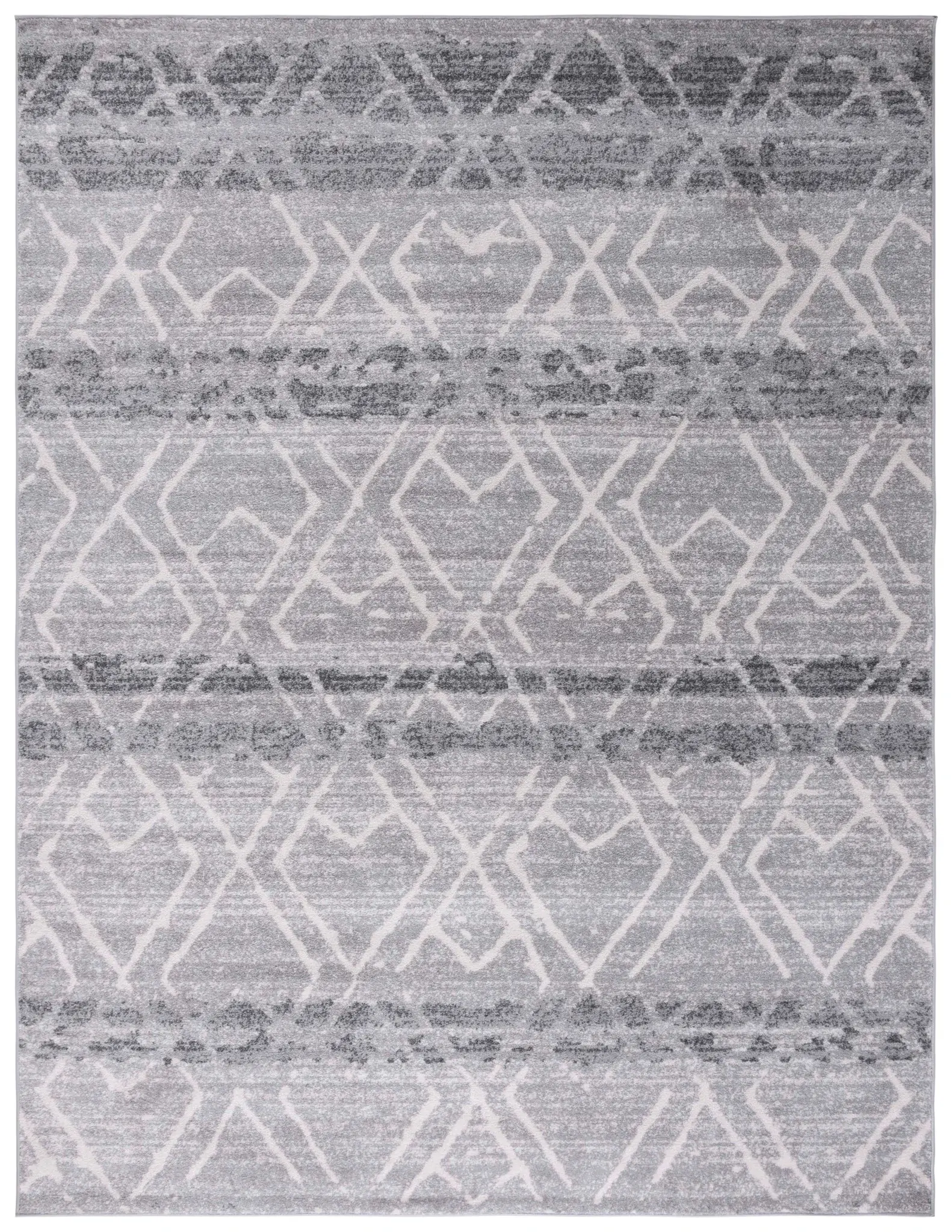 Adirondack Distressed Banded Trellis Rug