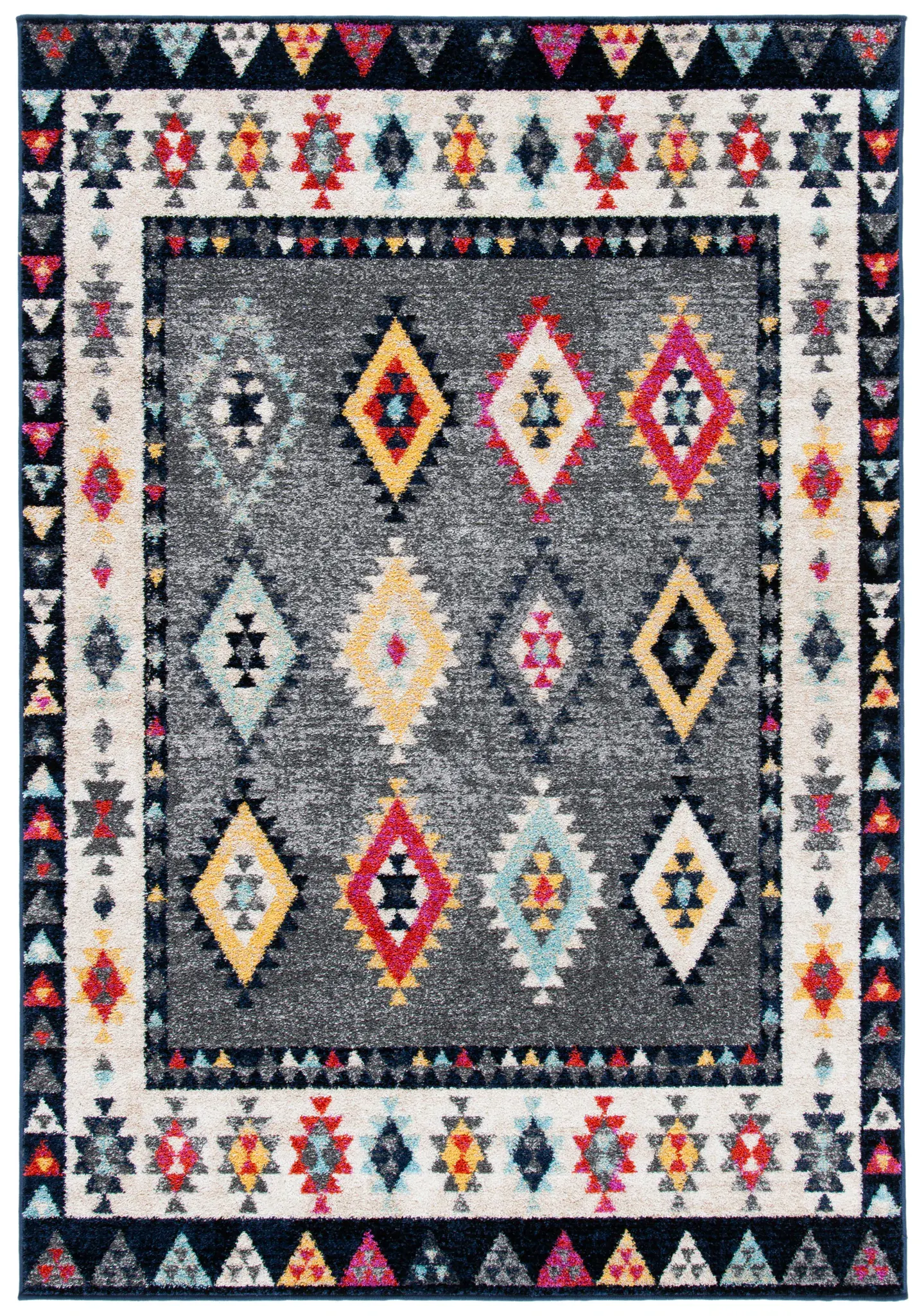 Adirondack Bordered Tribal Diamond Rug