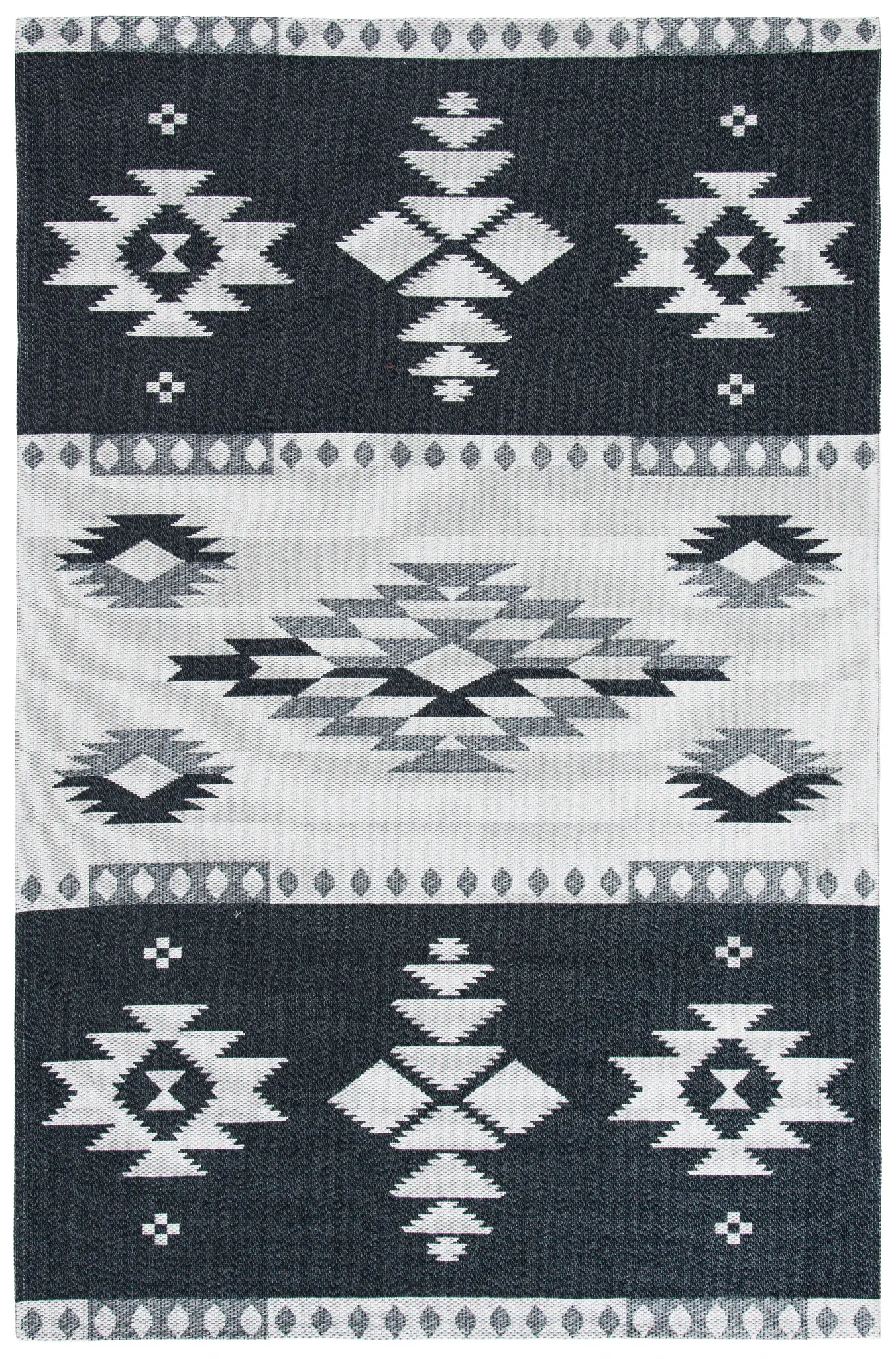 Augustine Banded Diamond Cotton Rug