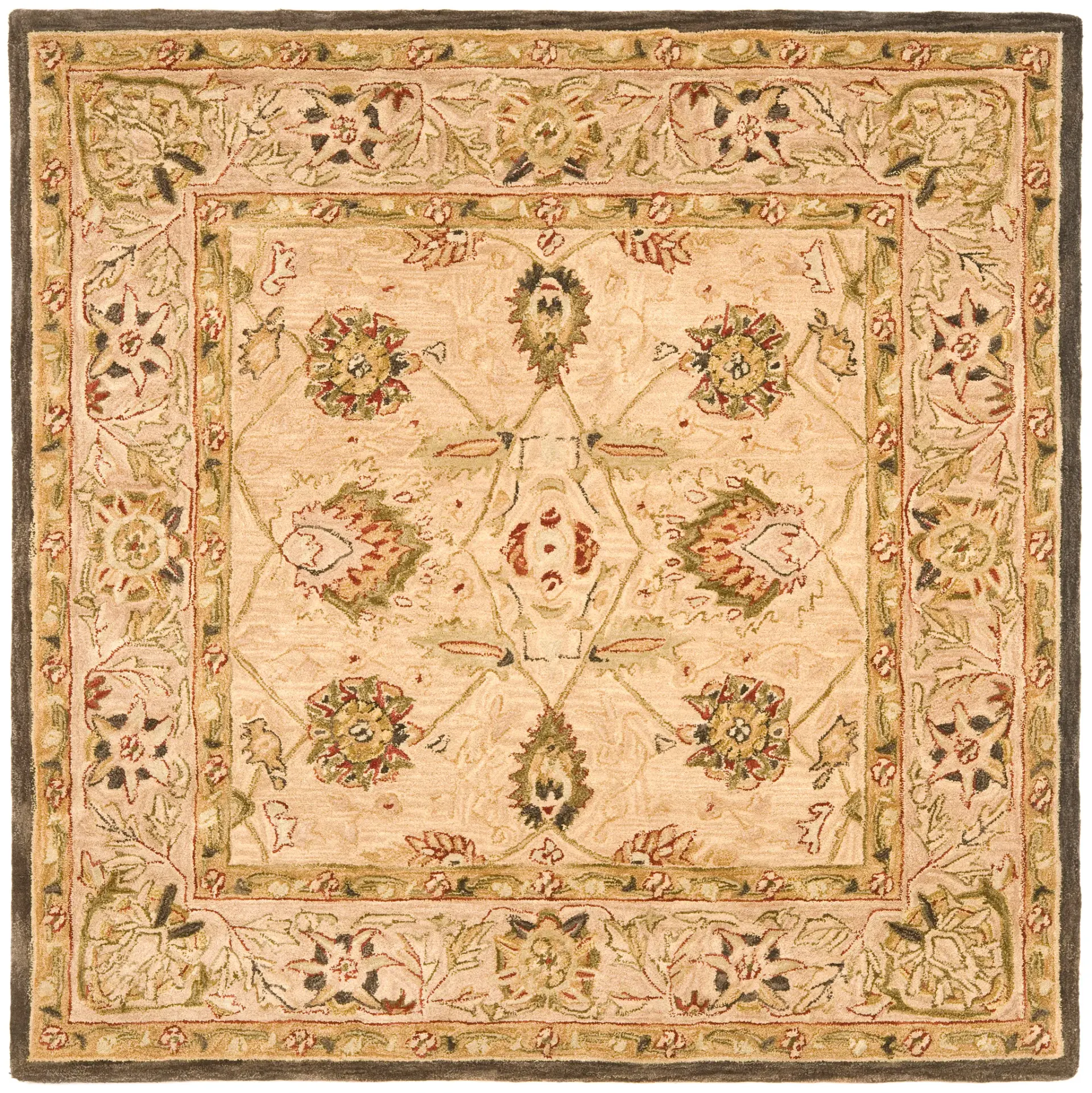 Anatolia Floral Bordered Hand-Tufted Wool Rug