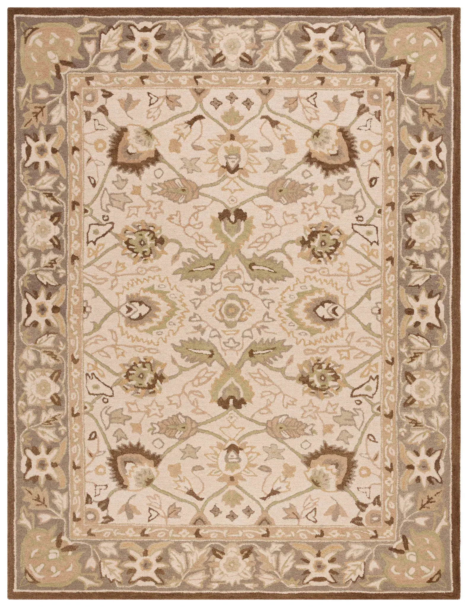 Anatolia Floral Bordered Hand-Tufted Wool Rug