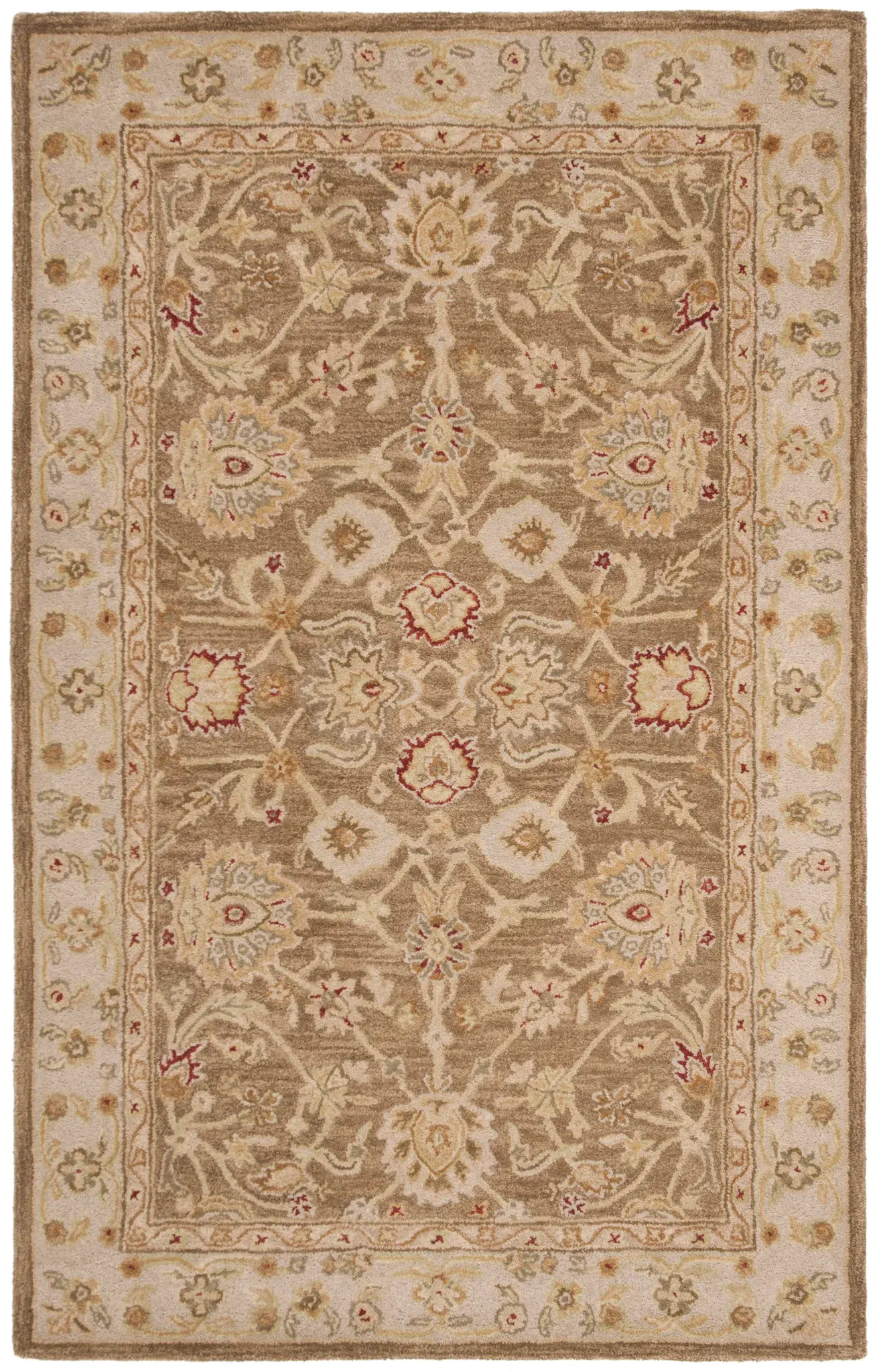 Anatolia Floral Border Hand-Tufted Wool Rug