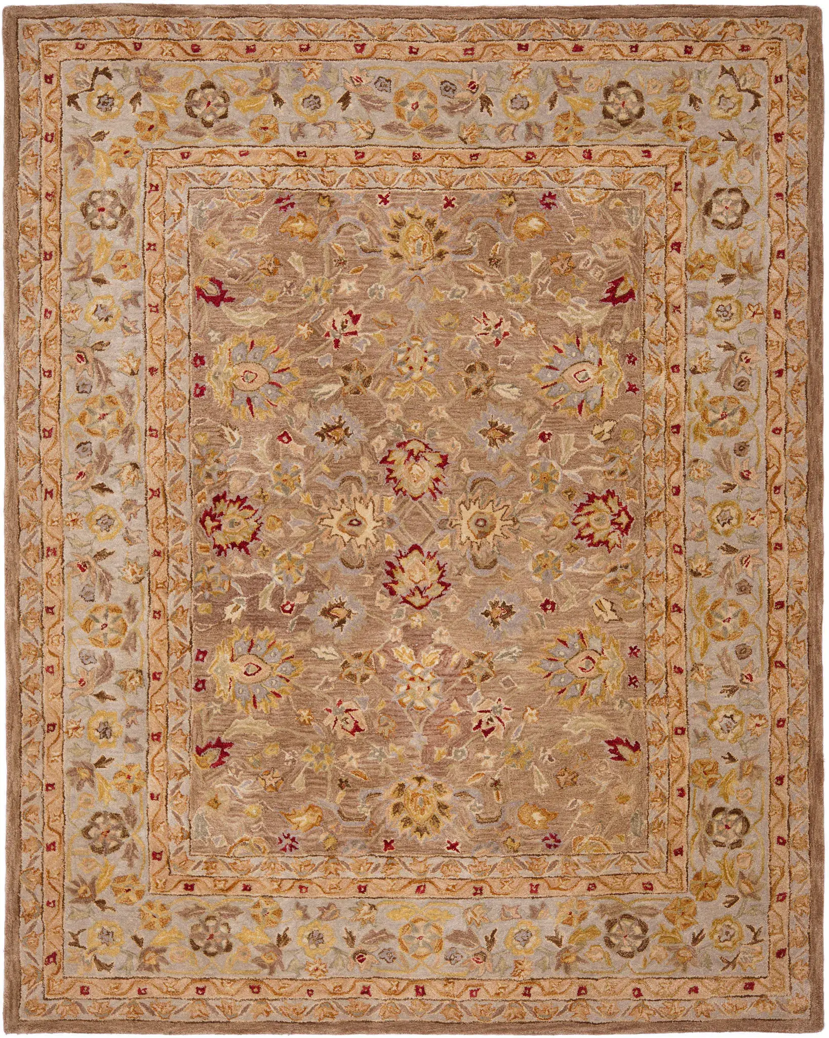 Anatolia Floral Border Hand-Tufted Wool Rug