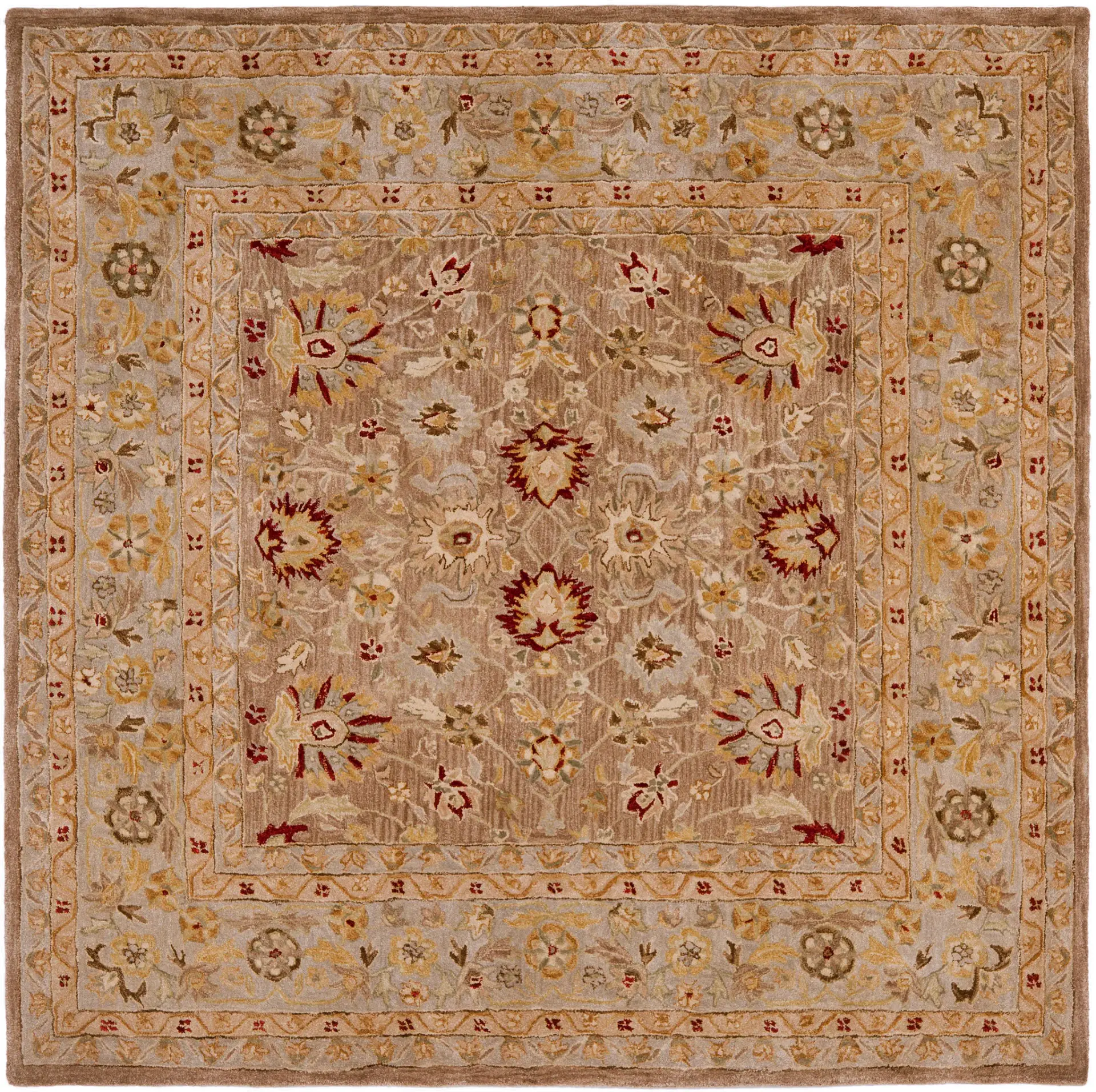Anatolia Floral Border Hand-Tufted Wool Rug