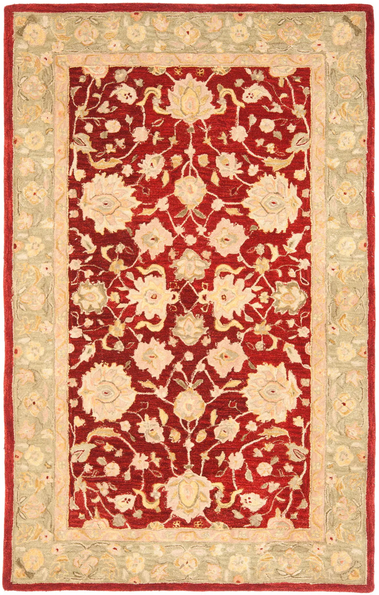Anatolia Floral Border Hand-Tufted Wool Rug