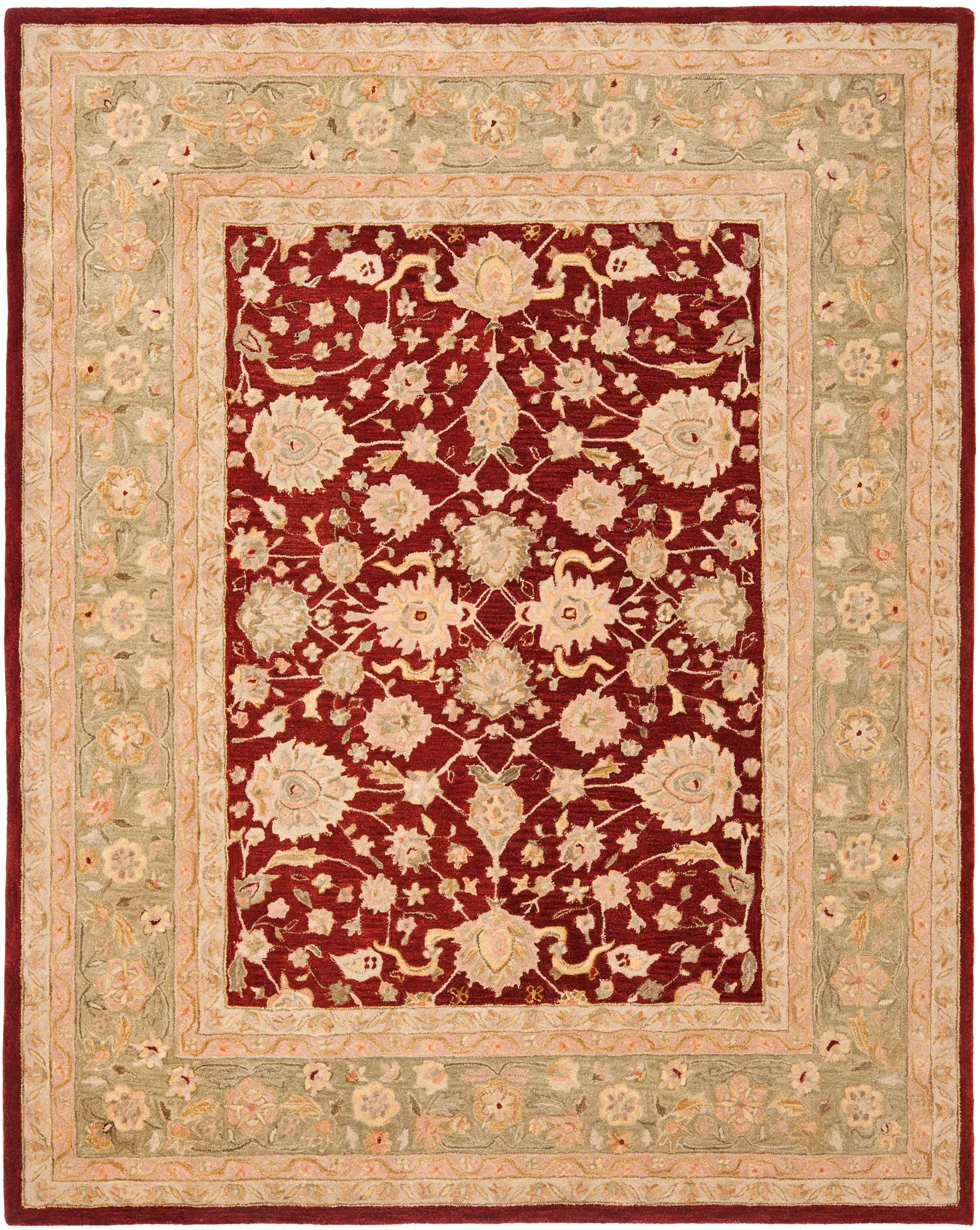 Anatolia Floral Border Hand-Tufted Wool Rug