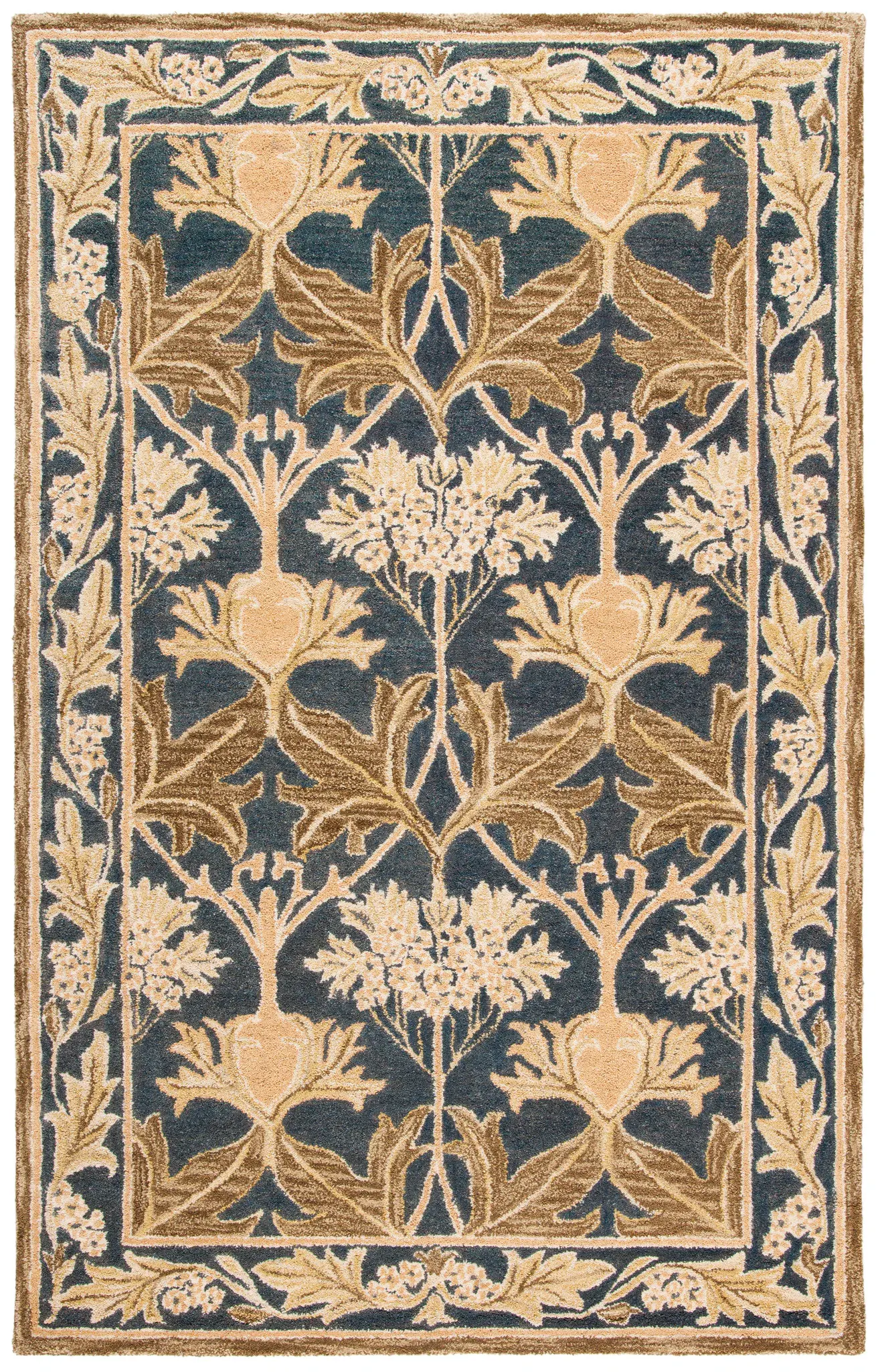Anatolia Botanical Border Hand-Tufted Wool Rug