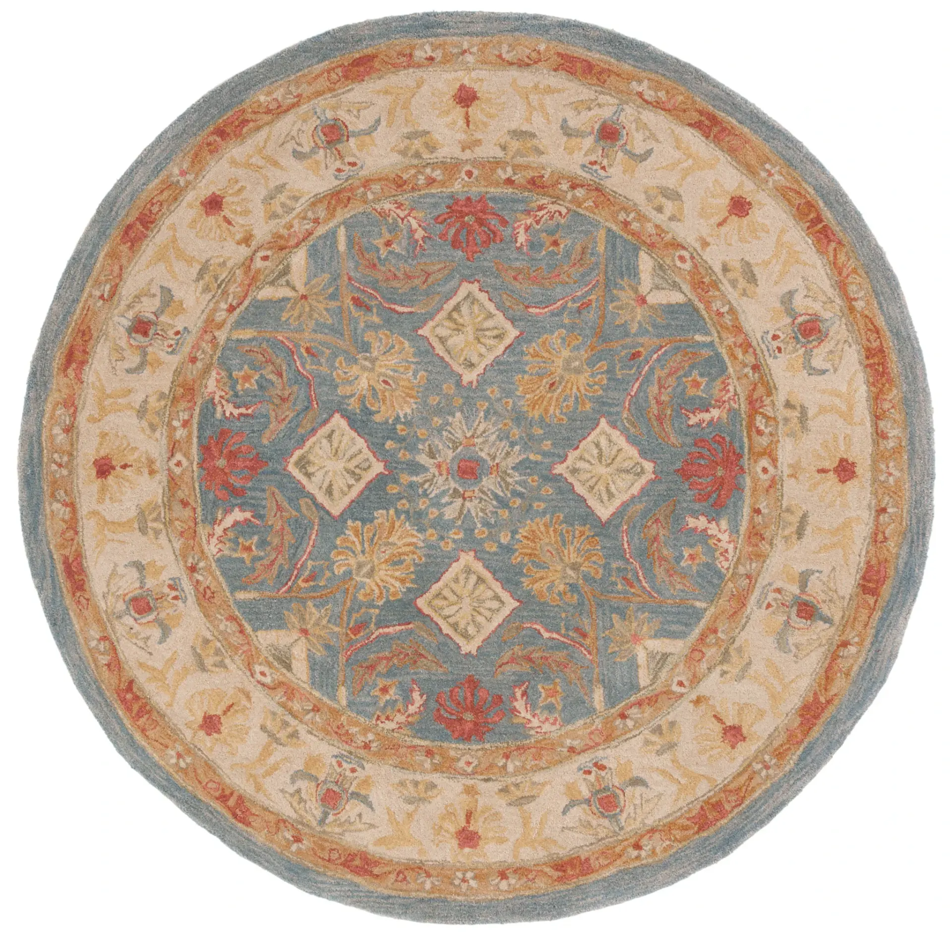 Anatolia Palmette Bordered Hand-Tufted Wool Rug