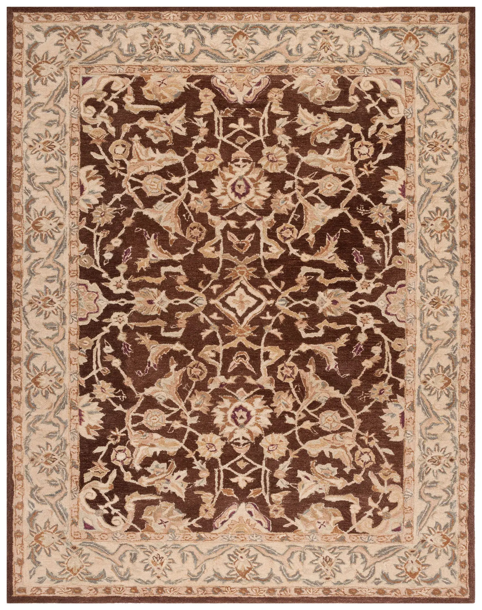 Anatolia Floral Arabesque Hand-Tufted Shag Wool Rug