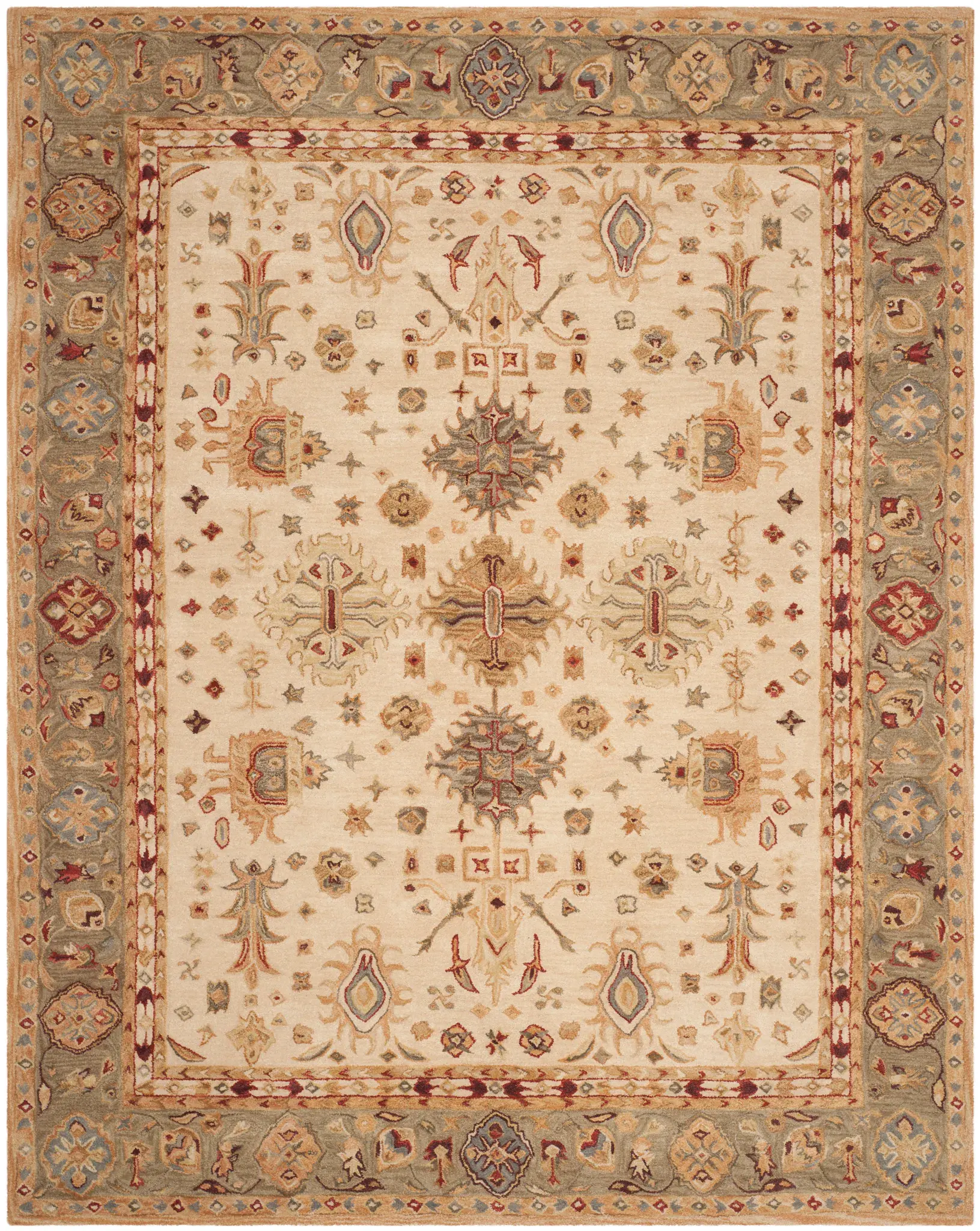 Anatolia Tribal Bordered Hand-Tufted Wool Rug