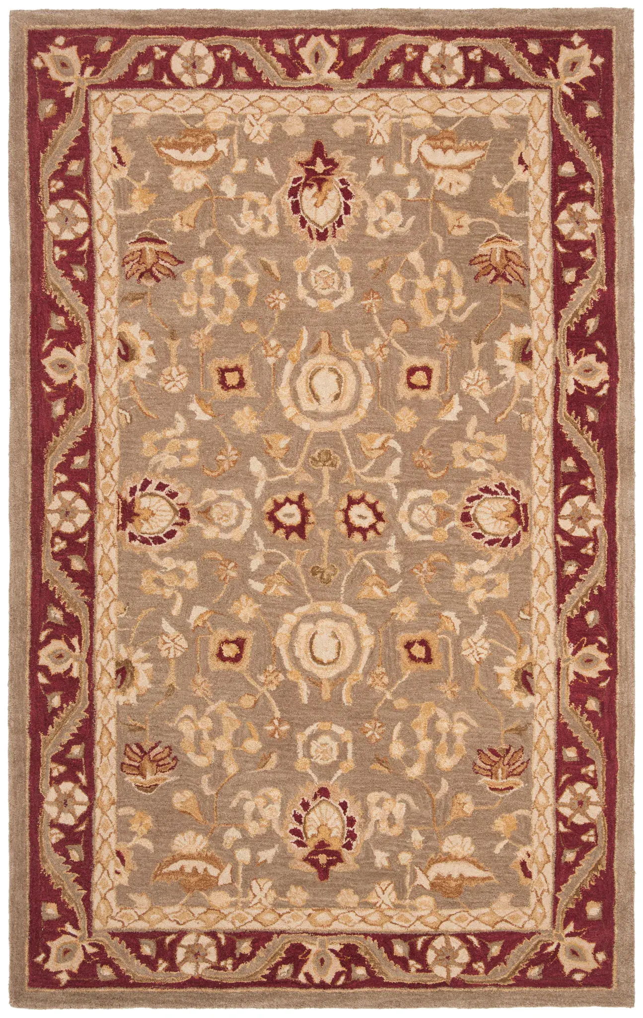 Anatolia Floral Palmette Hand-Tufted Shag Wool Rug