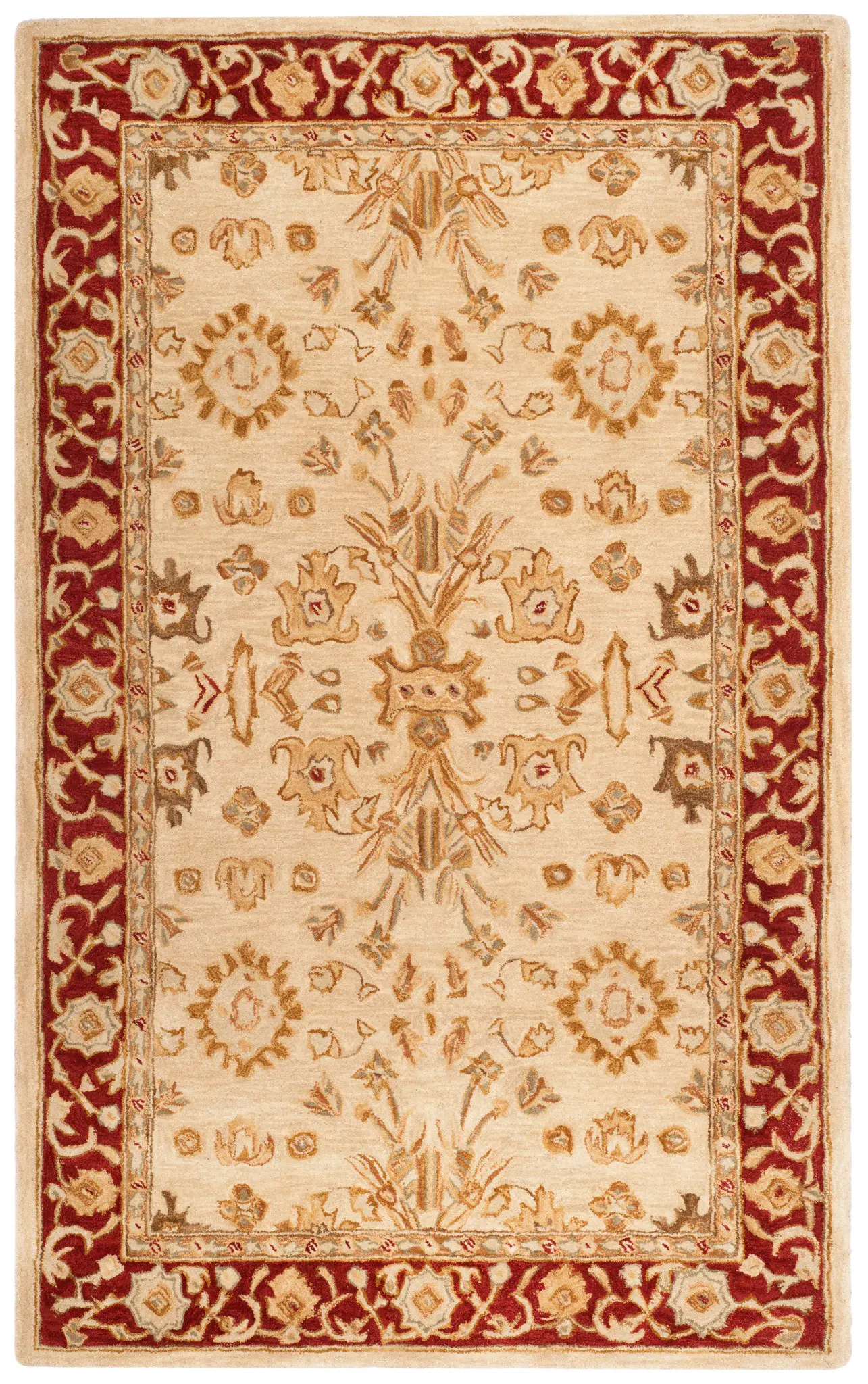Anatolia Botanical Bordered Hand-Tufted Shag Wool Rug