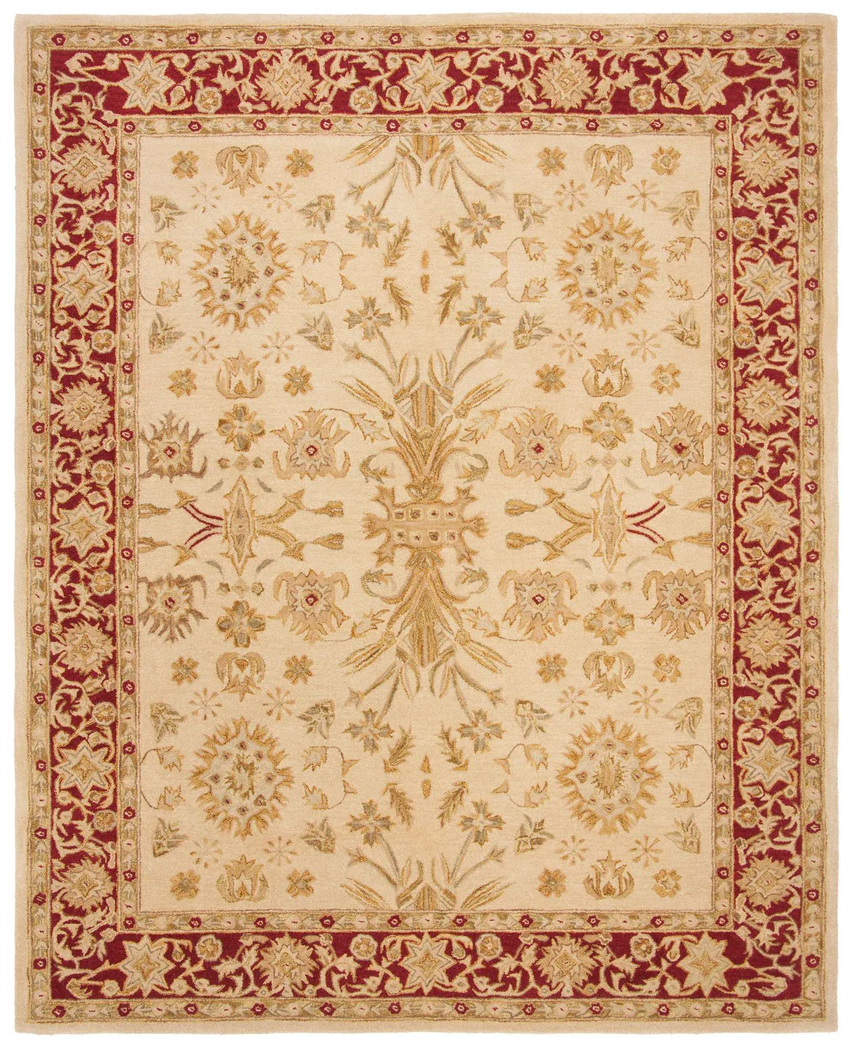 Anatolia Botanical Bordered Hand-Tufted Shag Wool Rug