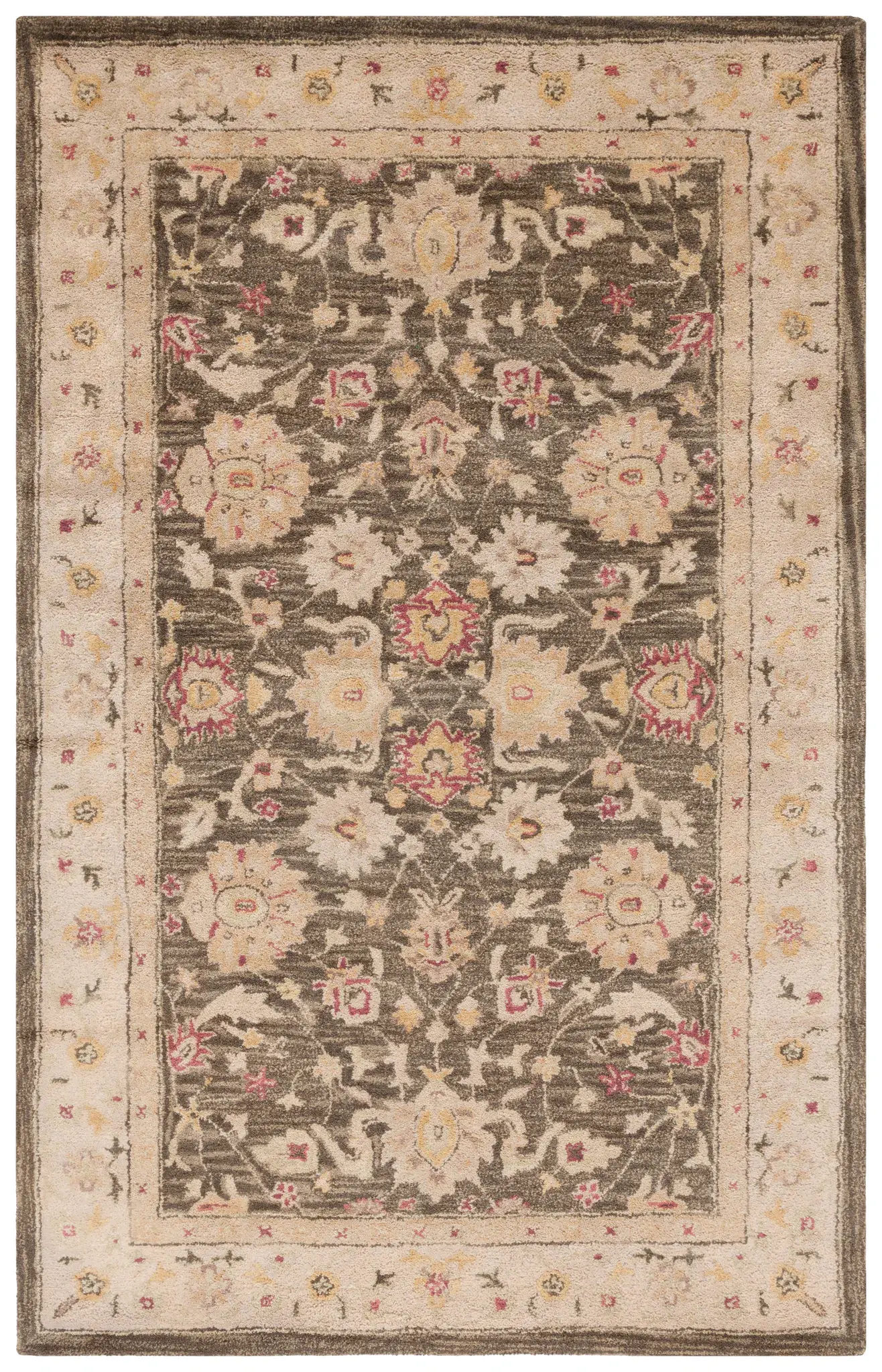 Anatolia Floral Border Hand-Tufted Wool Rug
