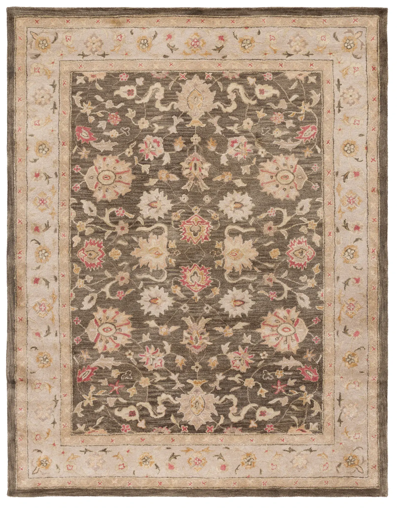Anatolia Floral Border Hand-Tufted Wool Rug