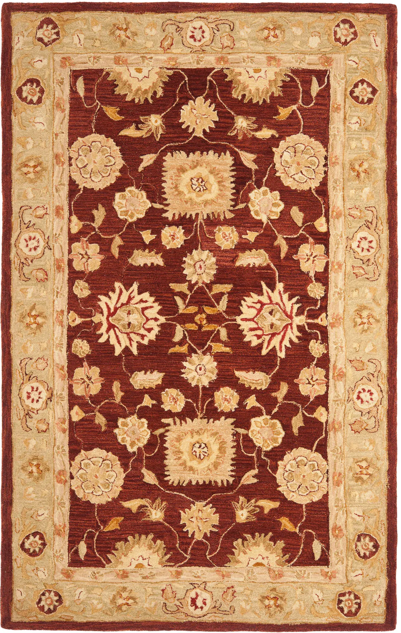 Anatolia Tile Floral Hand-Tufted Wool Rug
