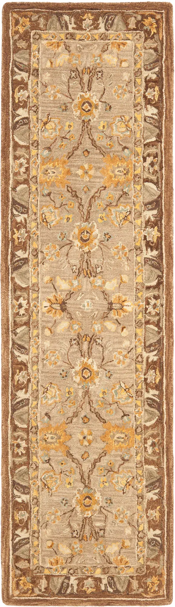 Anatolia Palmette Border Round Hand-Tufted Wool Rug