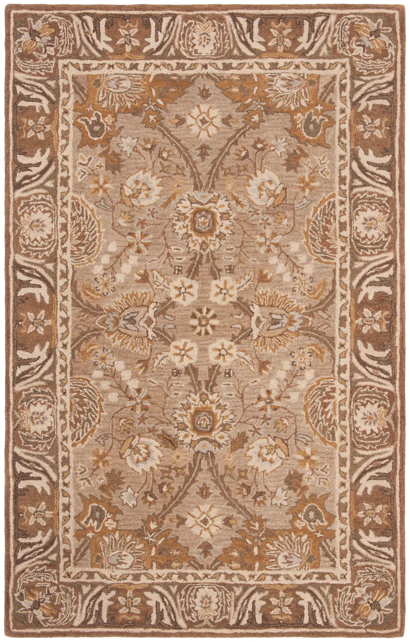 Anatolia Palmette Border Round Hand-Tufted Wool Rug