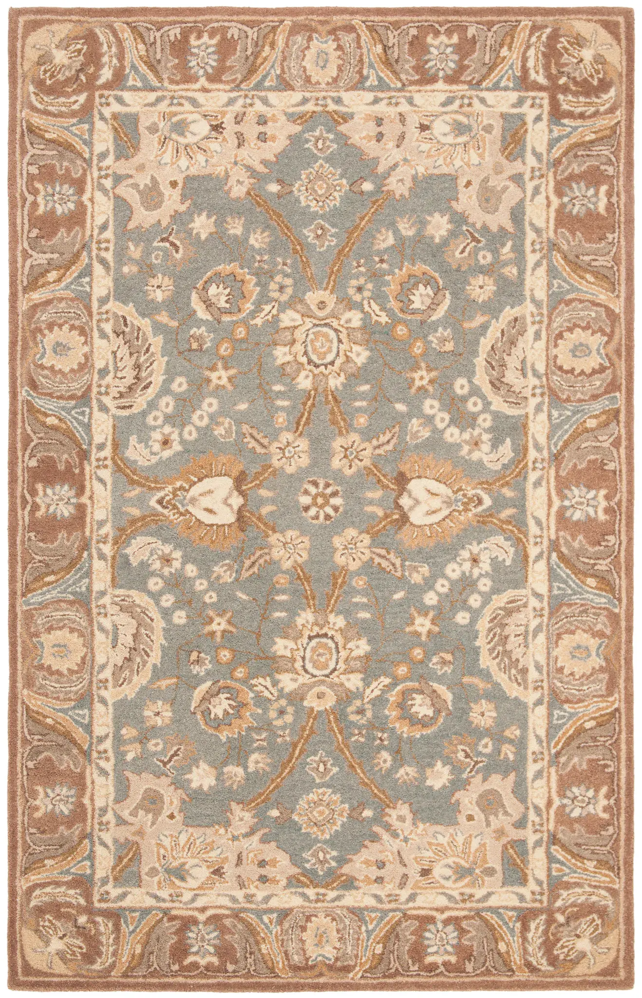 Anatolia Palmette Border Round Hand-Tufted Wool Rug