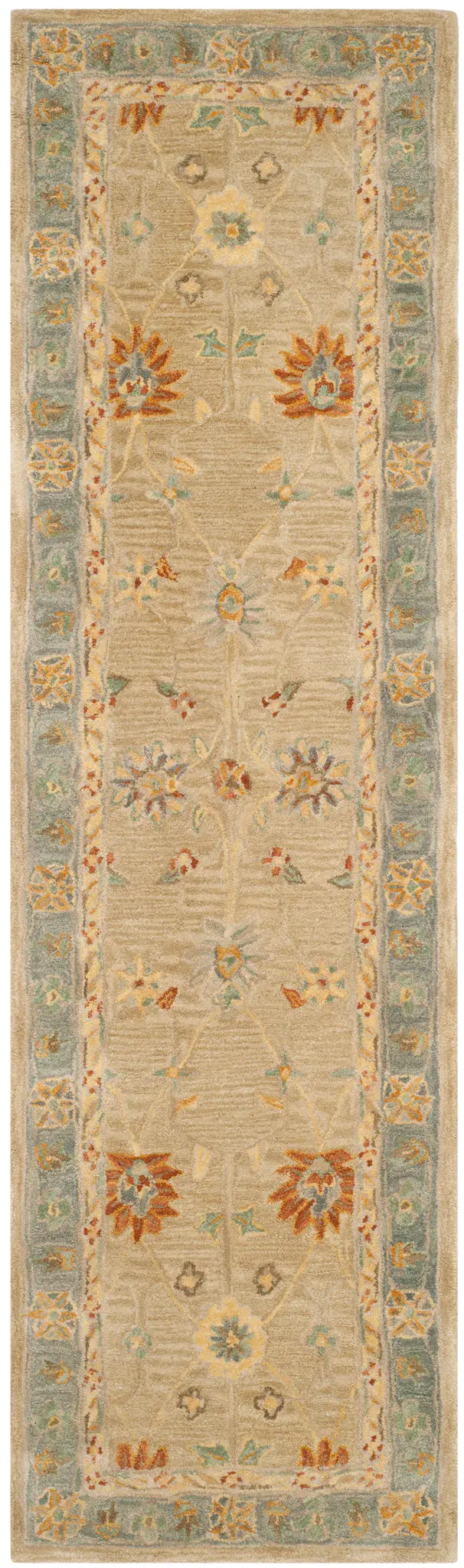 Anatolia Sunburst Floral Bordered Hand-Tufted Wool Rug