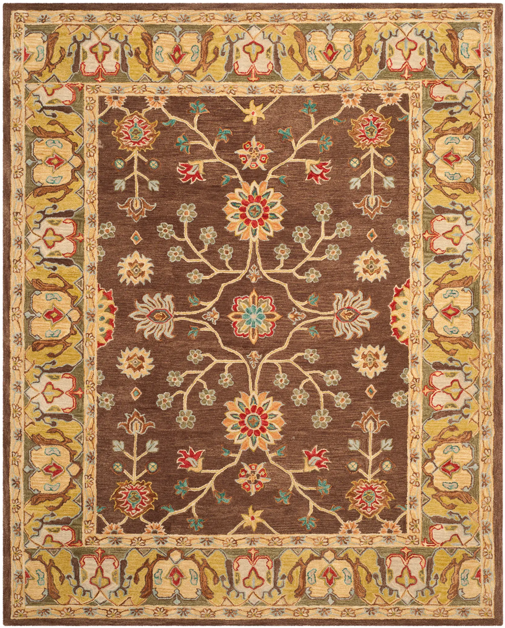 Anatolia Floral Border Hand-Tufted Rug