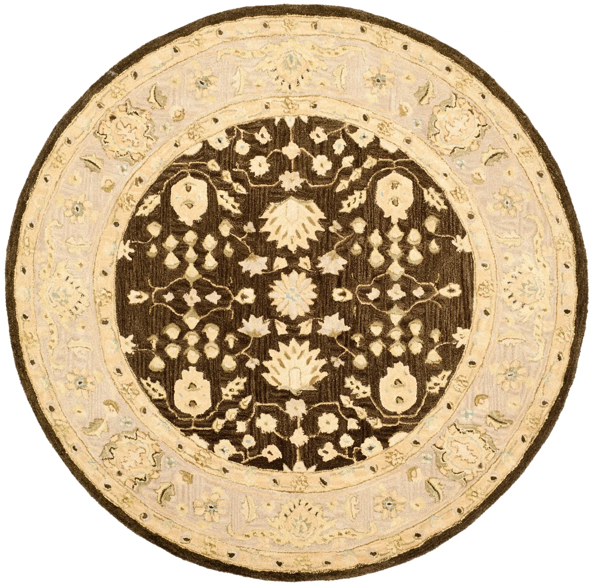 Anatolia Bordered Floral Hand-Tufted Shag Wool Rug